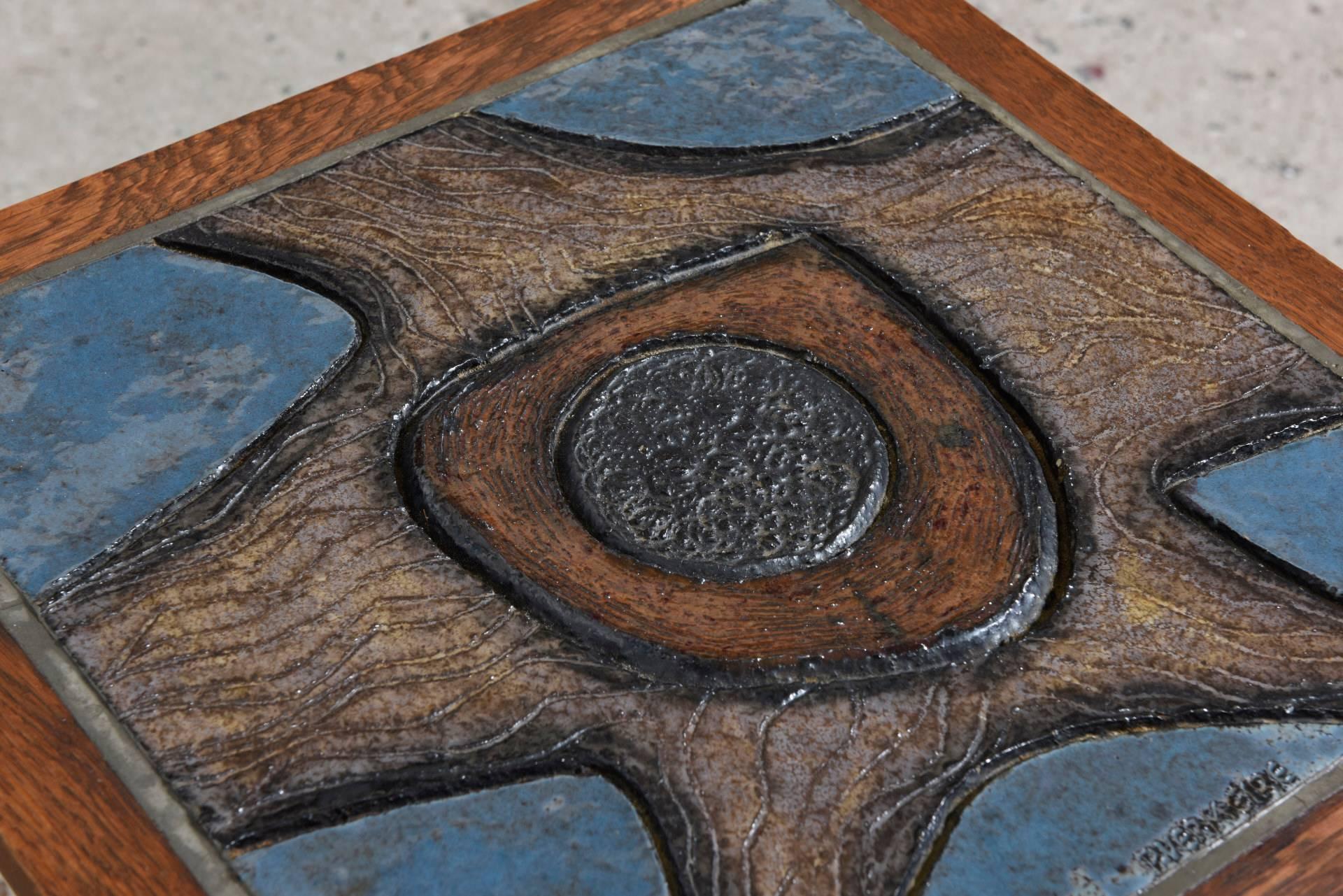 Very Rare Set of Two Art Tile Side Tables Designed by Paul Vermeire, Belgium In Excellent Condition In Antwerp, BE