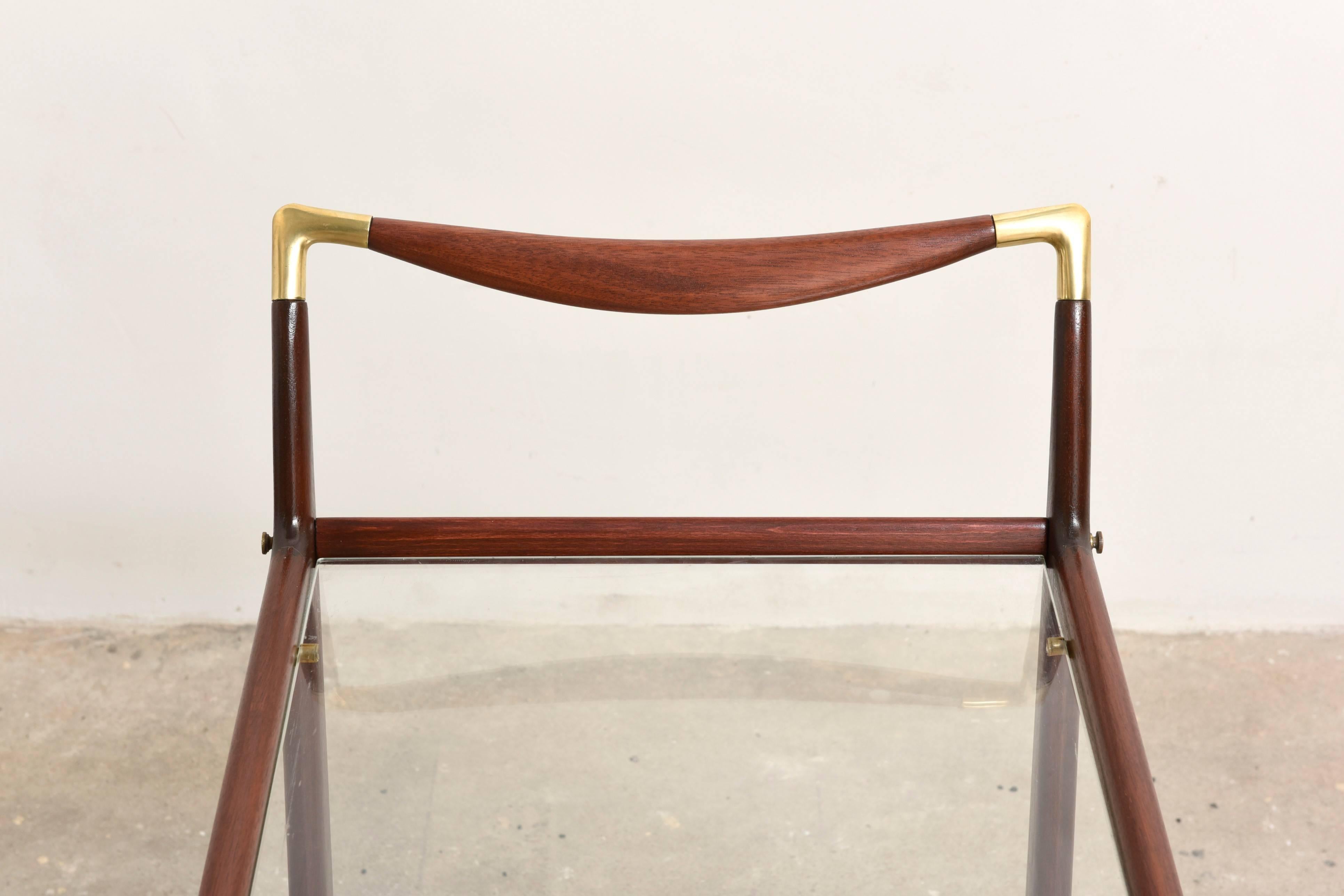 Mid-Century Modern Bar Cart Cesare Lacca with Brass Details, 1960s, Italy
