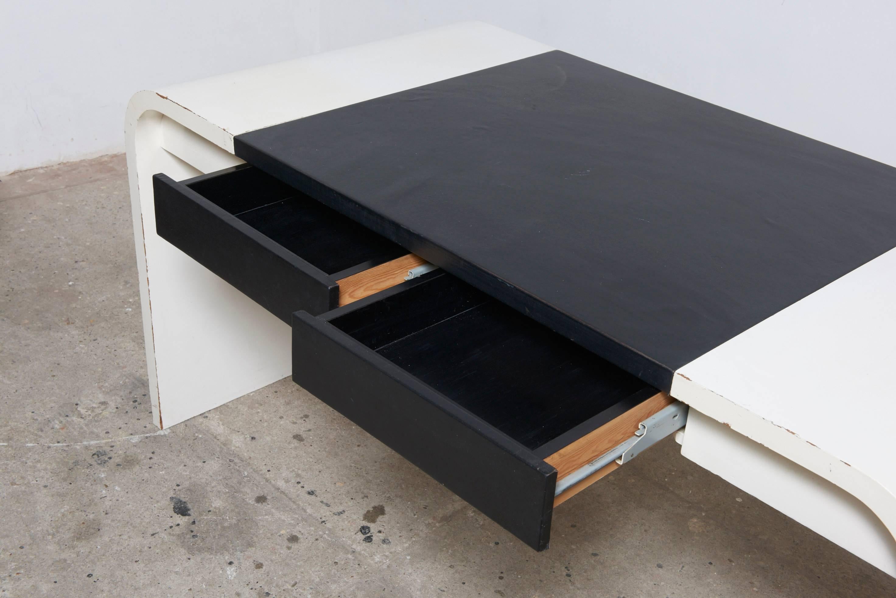 Mid-Century Modern Black and White 1960s Desk Designed by the Coene