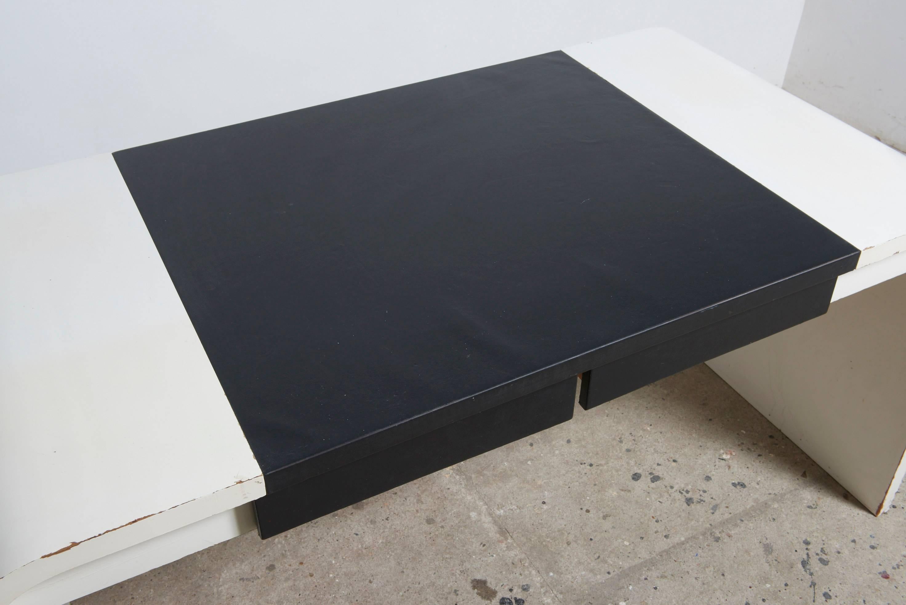 Lacquered Black and White 1960s Desk Designed by the Coene