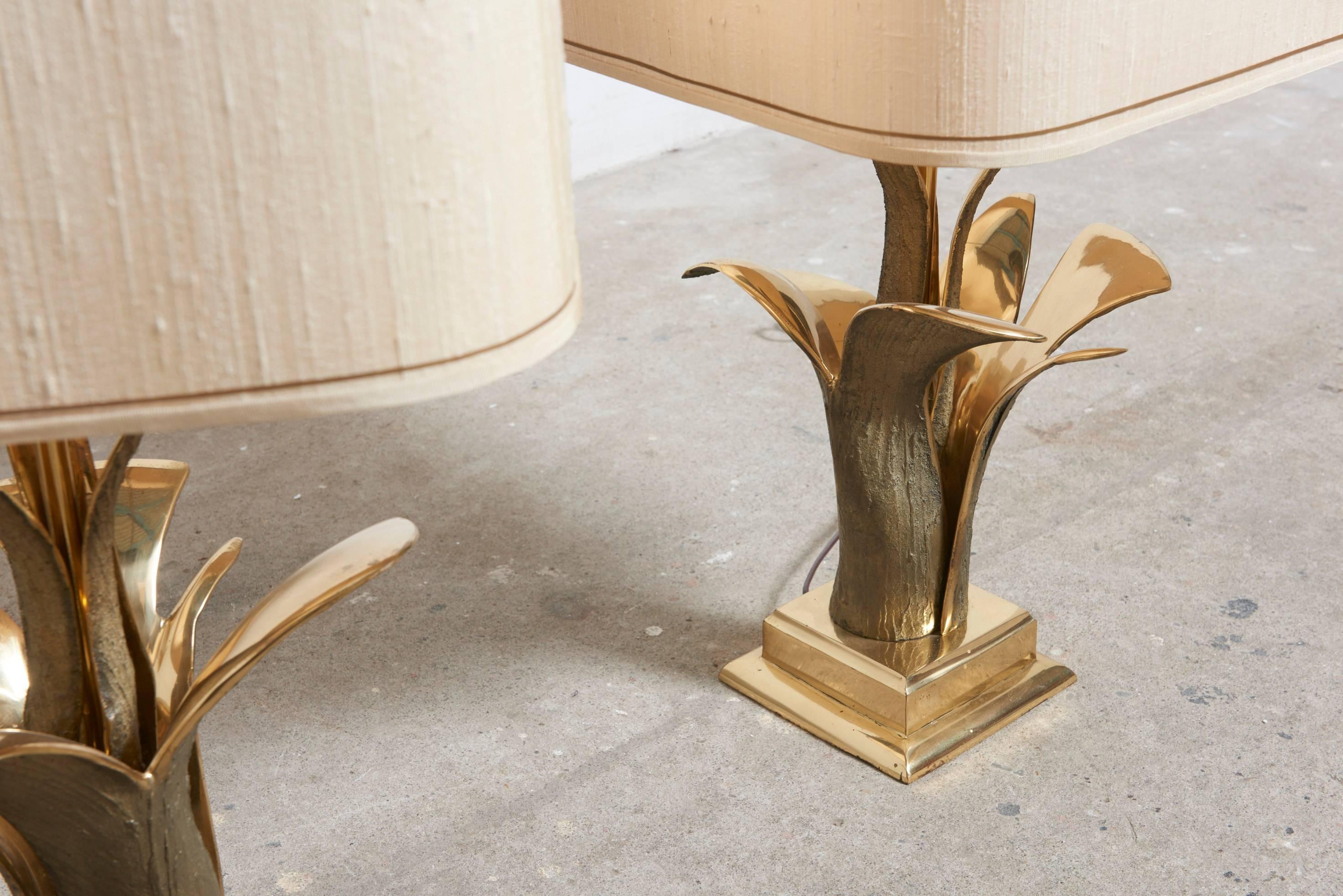 Pair of Bronze Gilt Table Lamps, Paris, 1970s 2