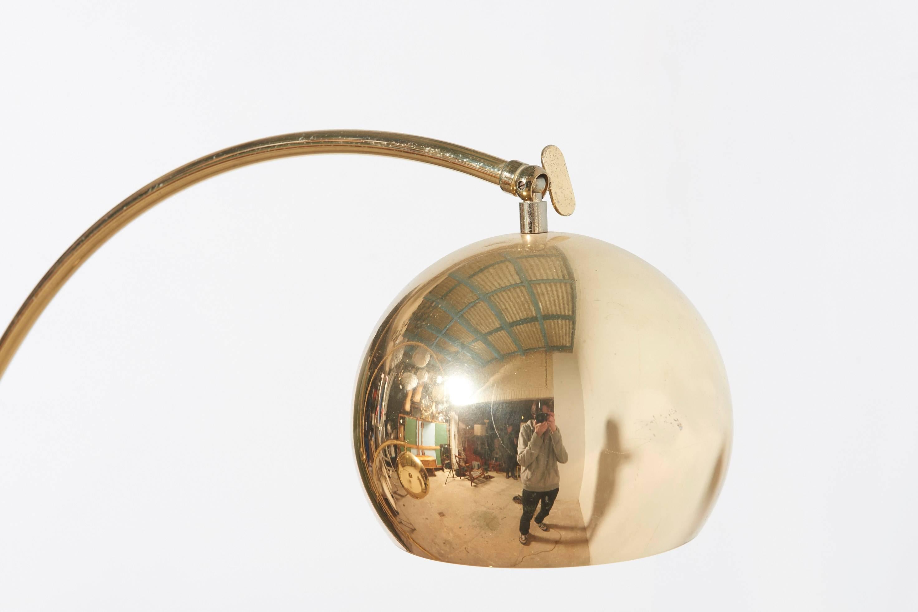 Mid-Century Modern Brass Arc Floor Lamp with Three Adjustable Arms by Goffredo Reggiani, Italy