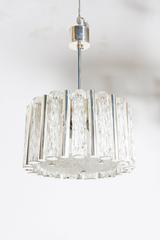 Impressive Ice Glass and Silver Tubes Ceiling Fixture by Kaiser, Germany, 1960