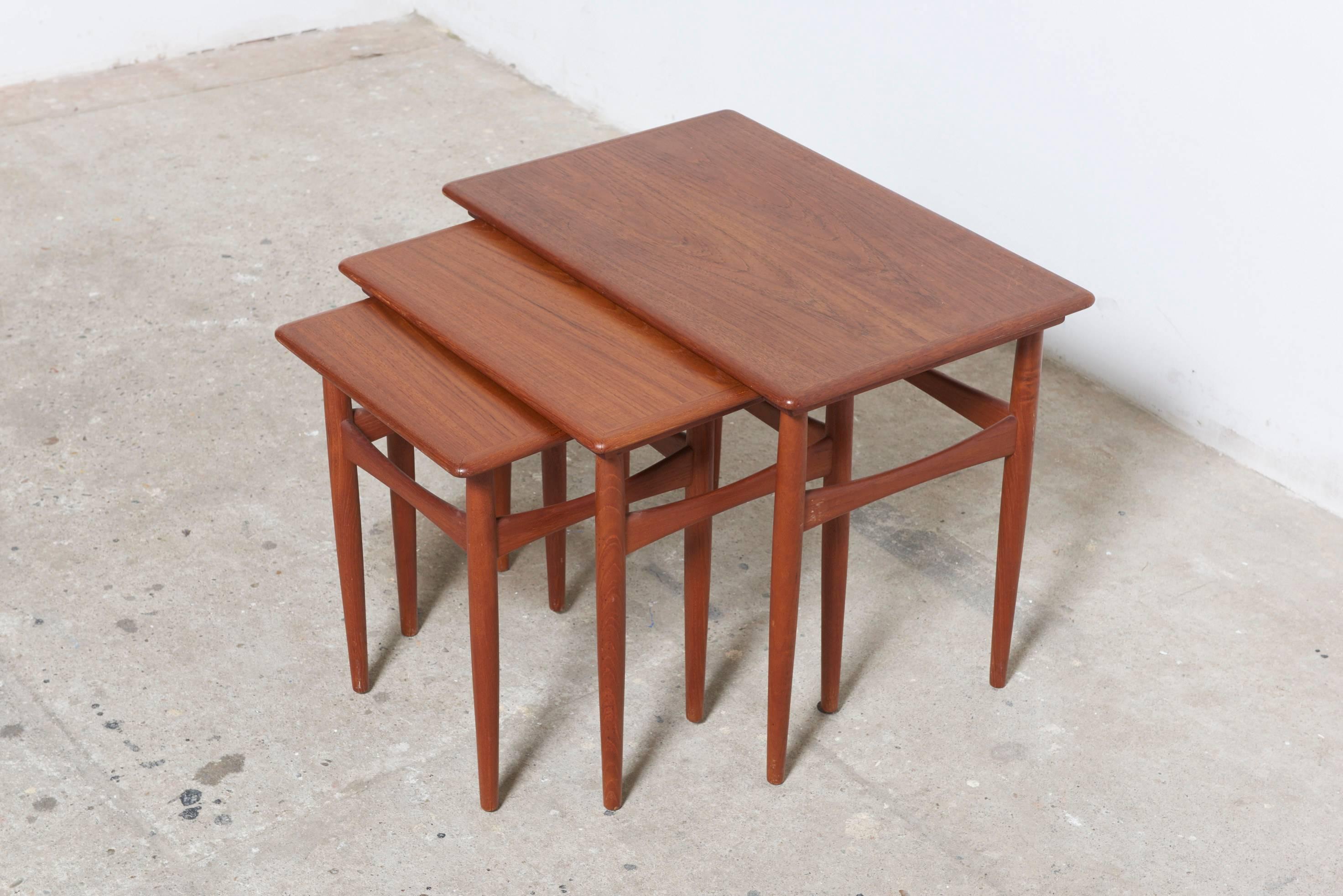 Scandinavian Modern Set of Three Nesting Danish Teak Side Tables