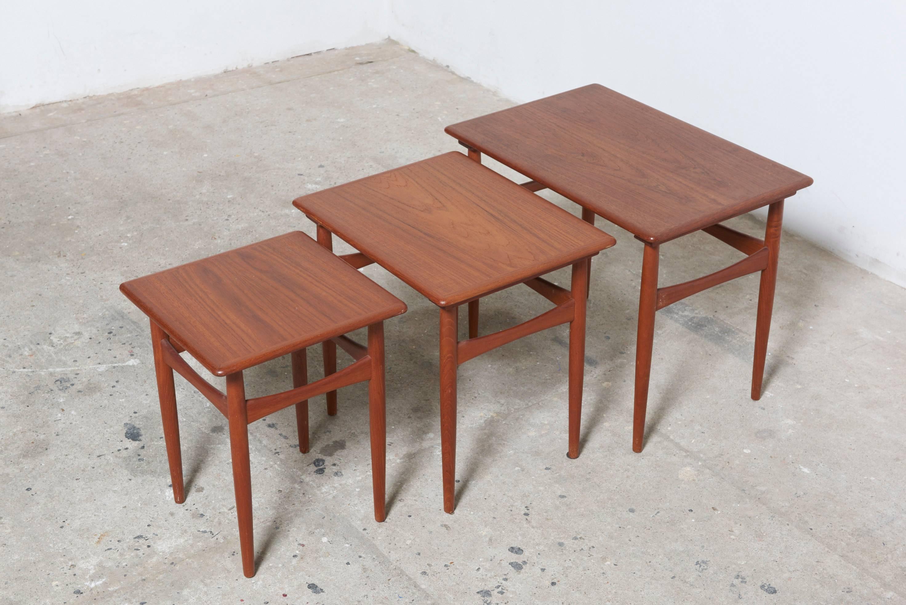 Mid-20th Century Set of Three Nesting Danish Teak Side Tables