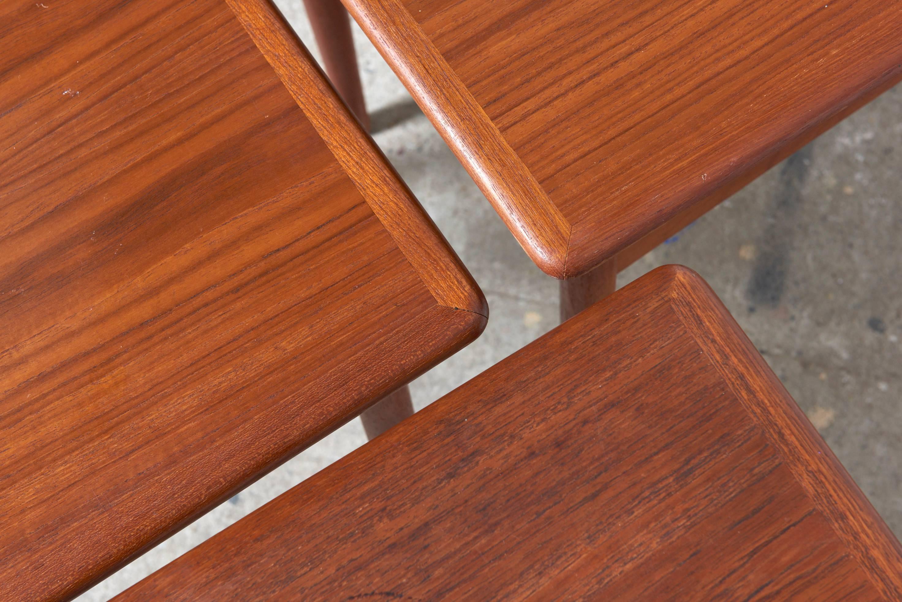 Set of Three Nesting Danish Teak Side Tables 2