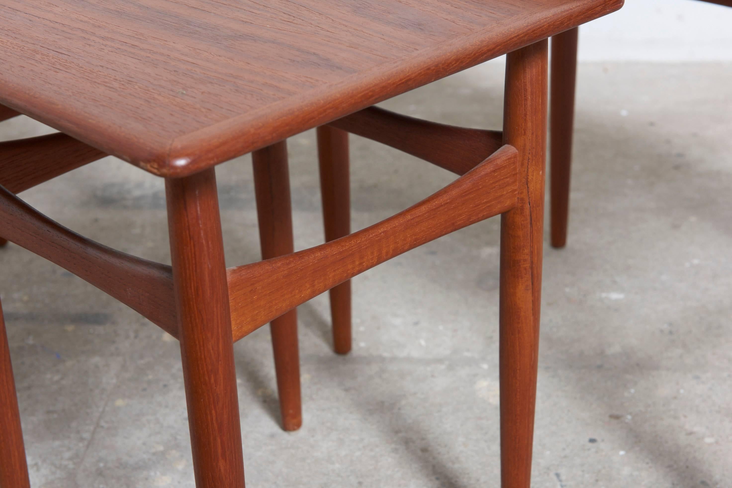 Set of Three Nesting Danish Teak Side Tables 3