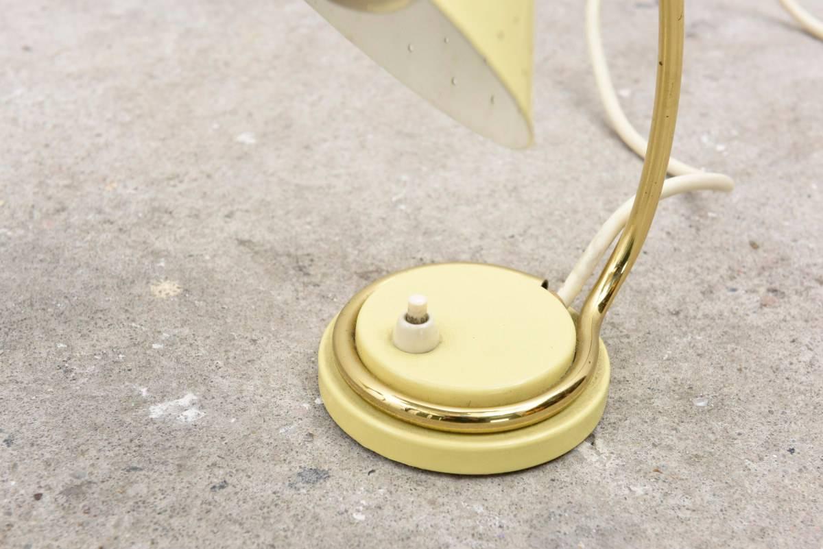 Mid-20th Century Pair of Adjustable Italian Brass, Yellow Desk, Night Lamps
