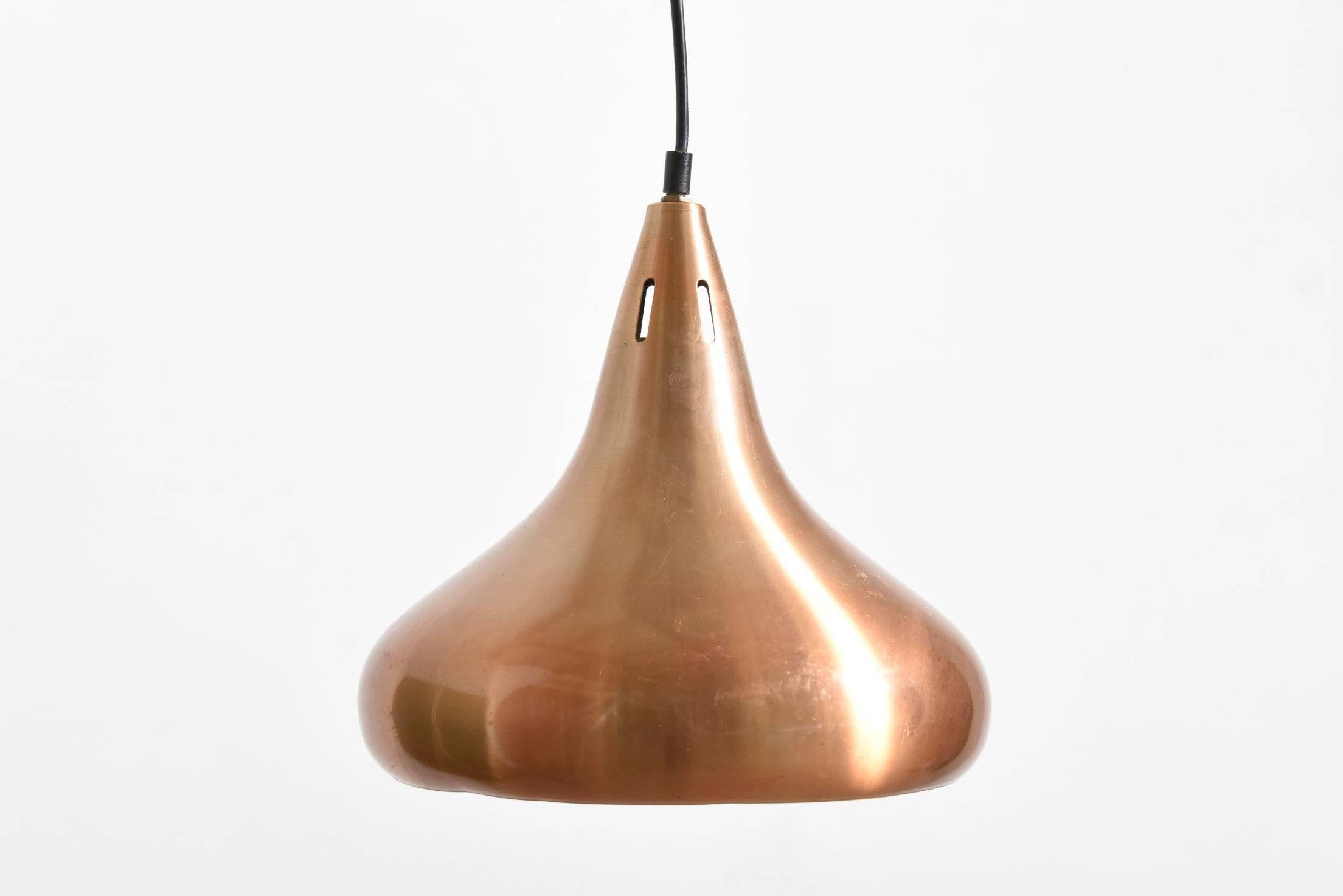 Scandinavian Modern Set of Patinated Copper Pendants Lights, 1950s