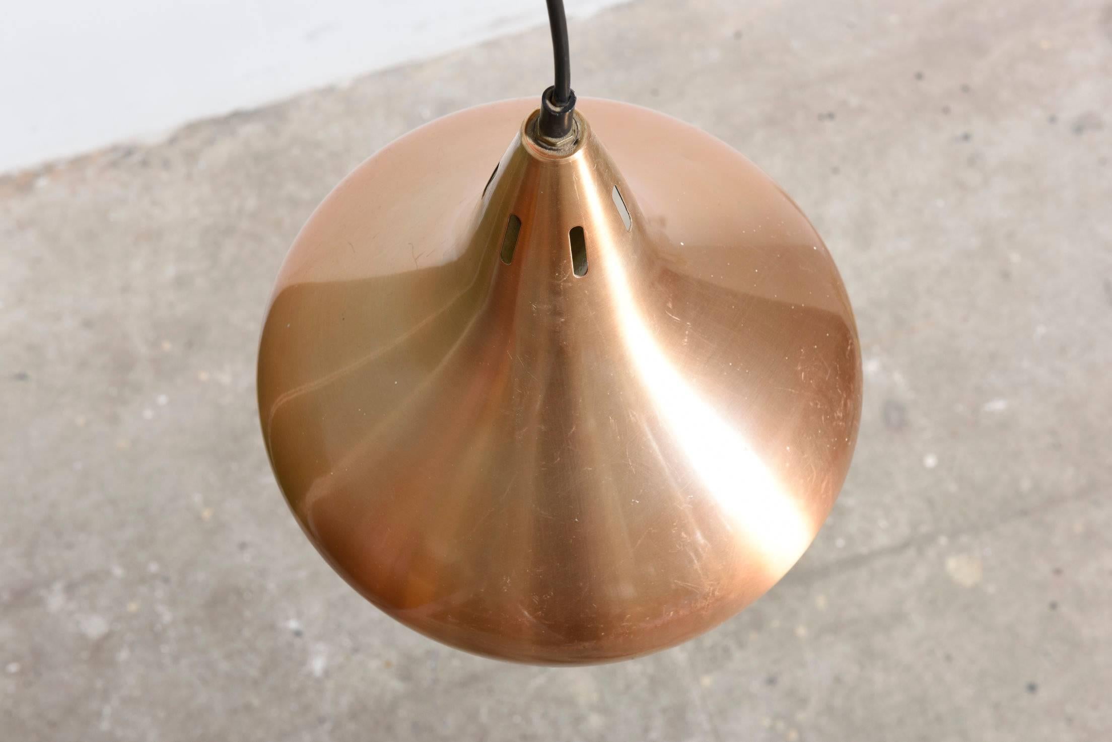 Set of Patinated Copper Pendants Lights, 1950s In Excellent Condition In Antwerp, BE