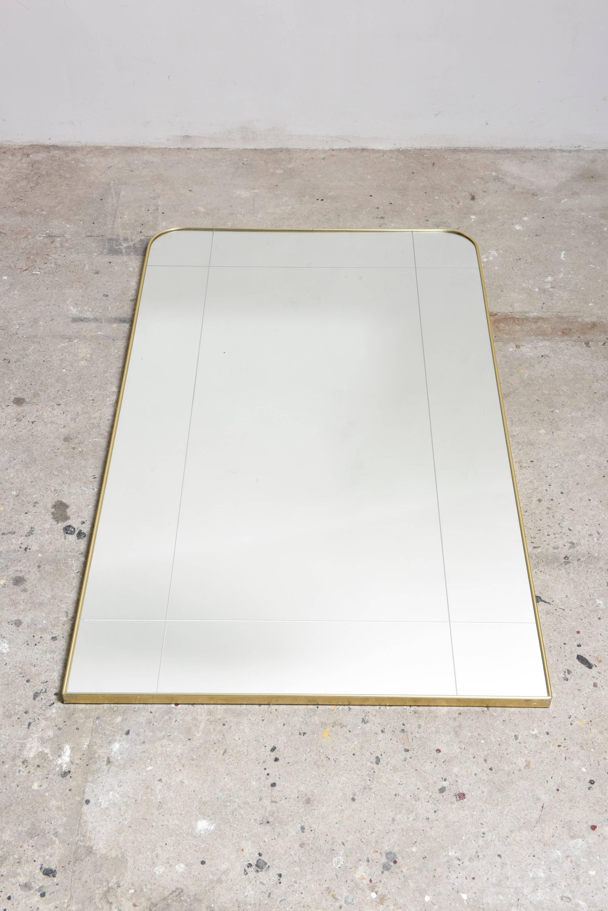 Modernist Large 1960s Italian Brass Frame Mirror Attributed by Gio Ponti 2