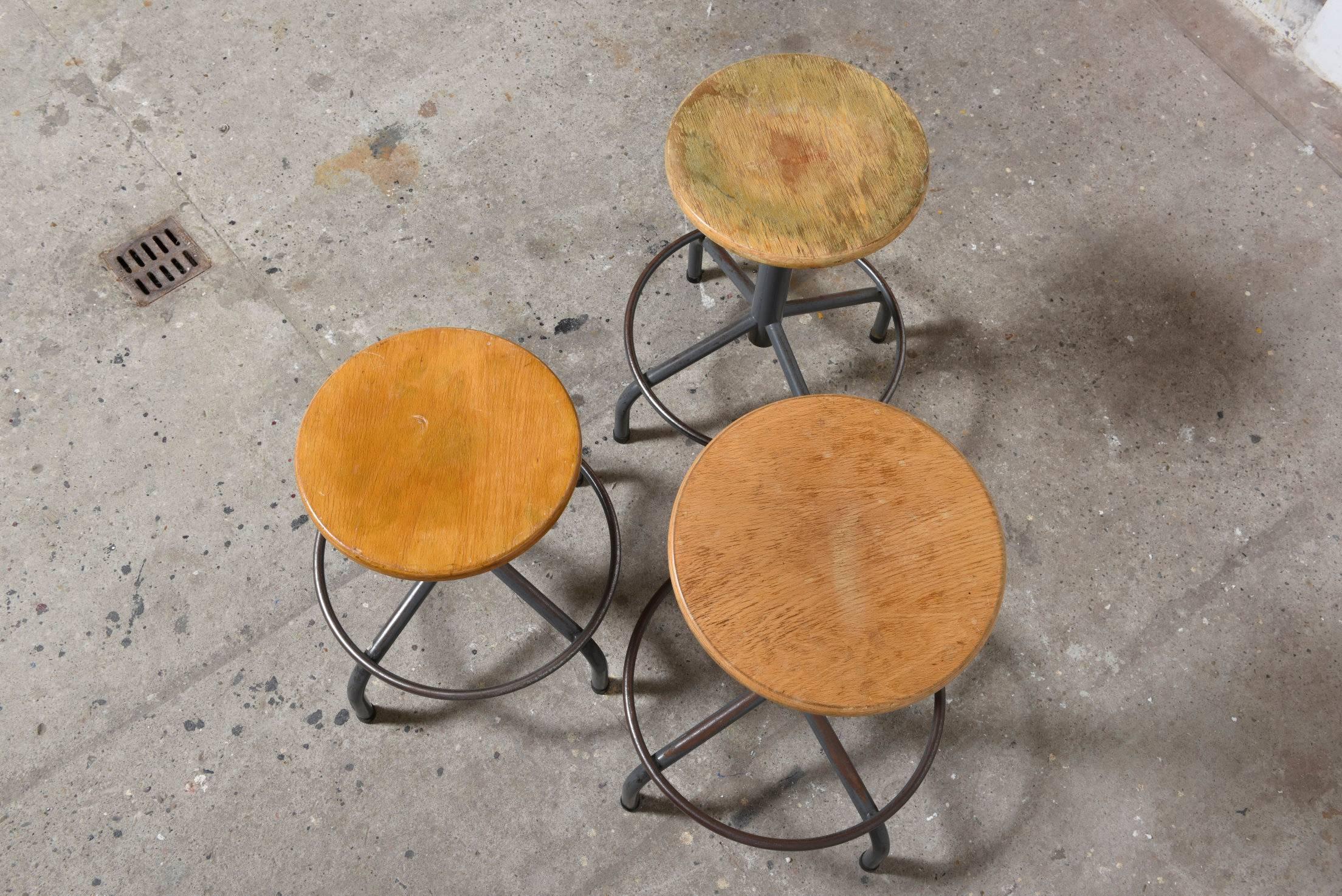 Set of Six Friso Kramer Adjustable Height Industrial Stools In Good Condition In Antwerp, BE