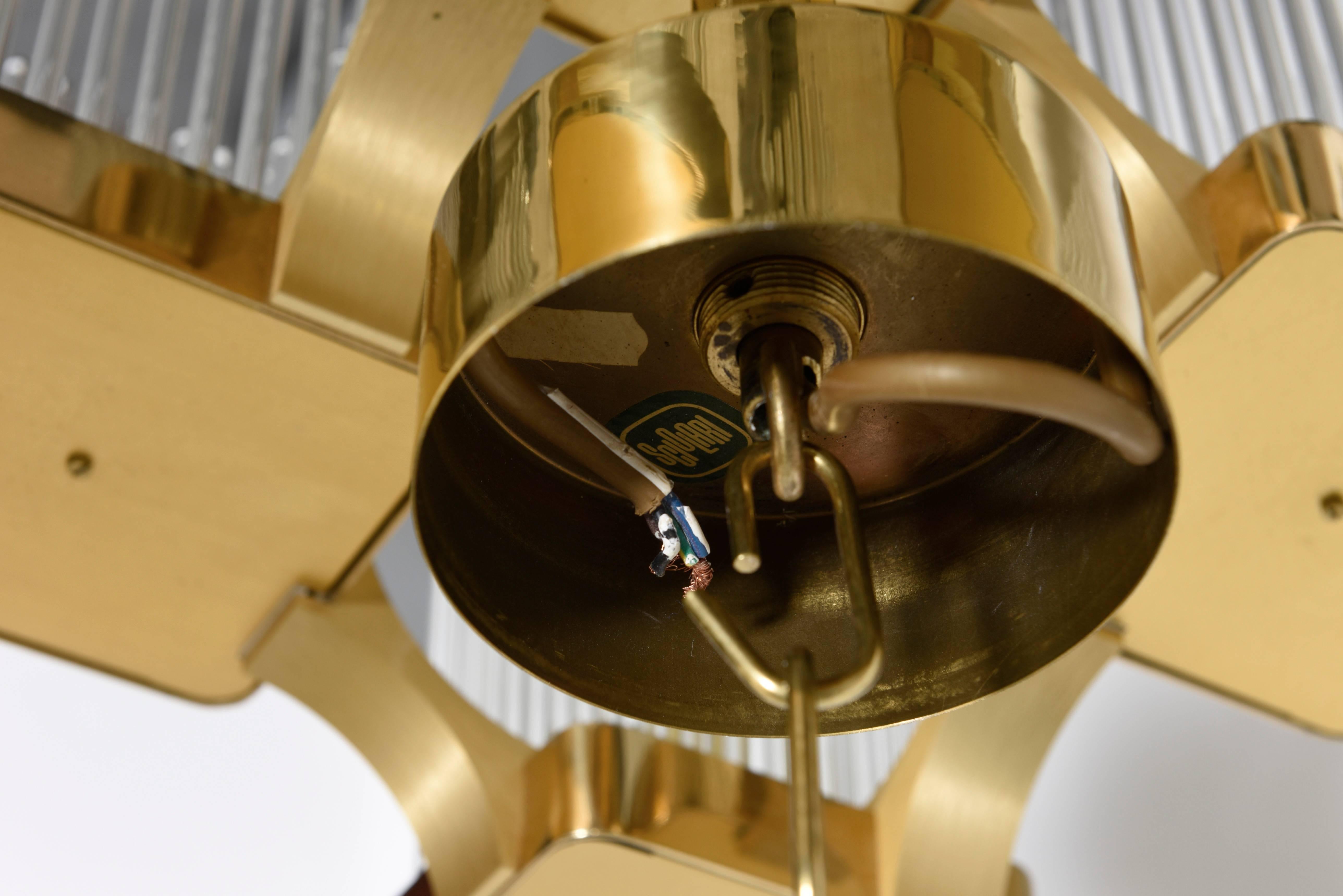Hollywood Regency Brass and Glass Rod Waterfall Chandelier Designed by Sciolari 2