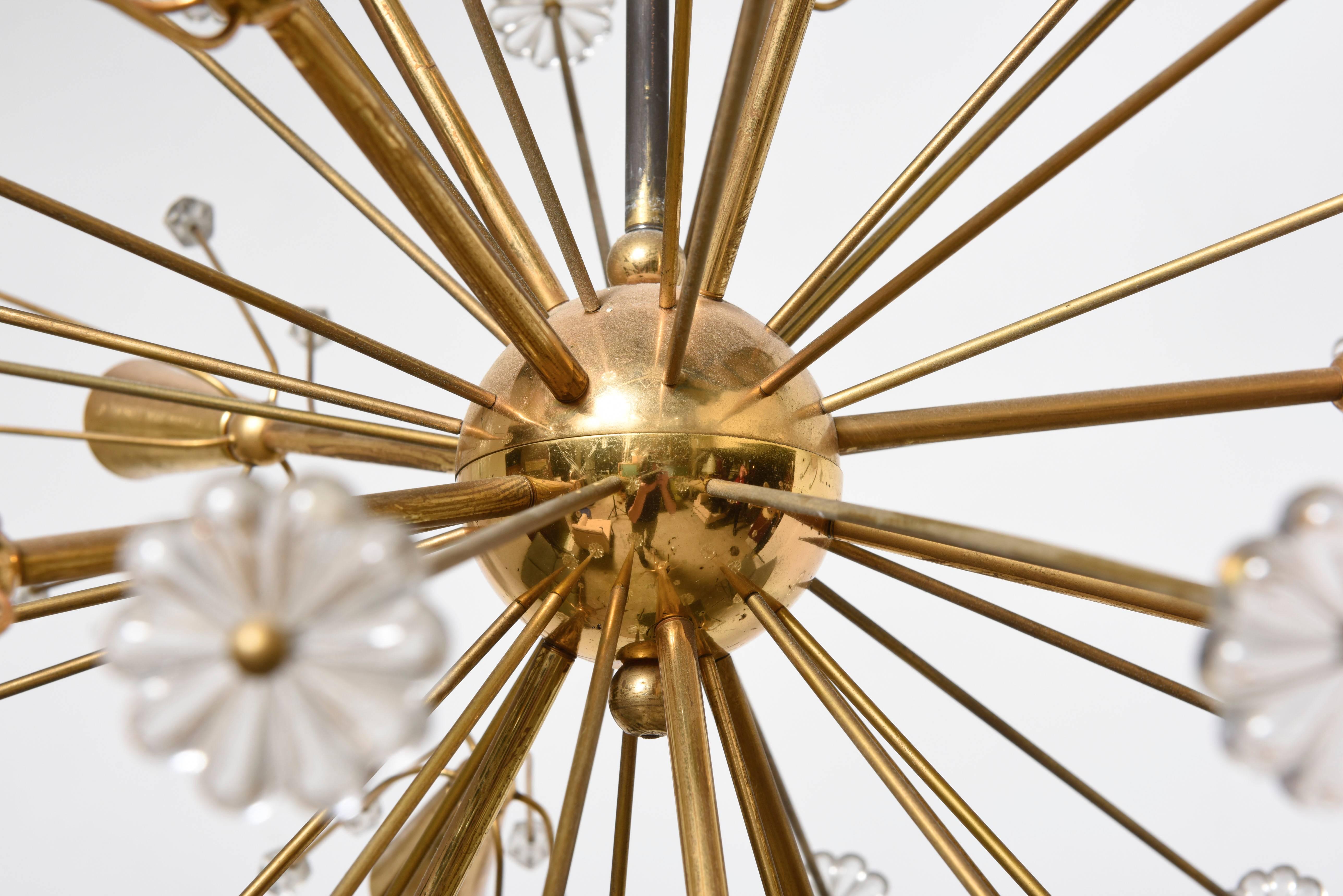 Mid-Century Modern Large Gold-Plated Sputnik Chandelier Designed by Emil Stejnar for Rupert Nikoll