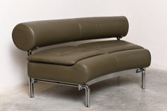 Moon Shaped Sofa in Green Olive Leather Designed by Horst Brüning for Kill