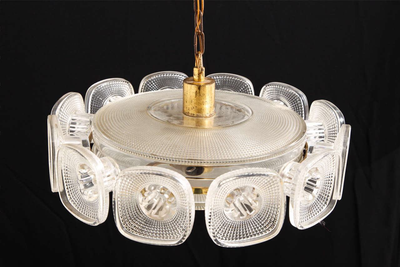 Carl Fagerlund Round Clear Textured Glass Pendant, for Orrefors Sweden, 1960s In Good Condition In Antwerp, BE