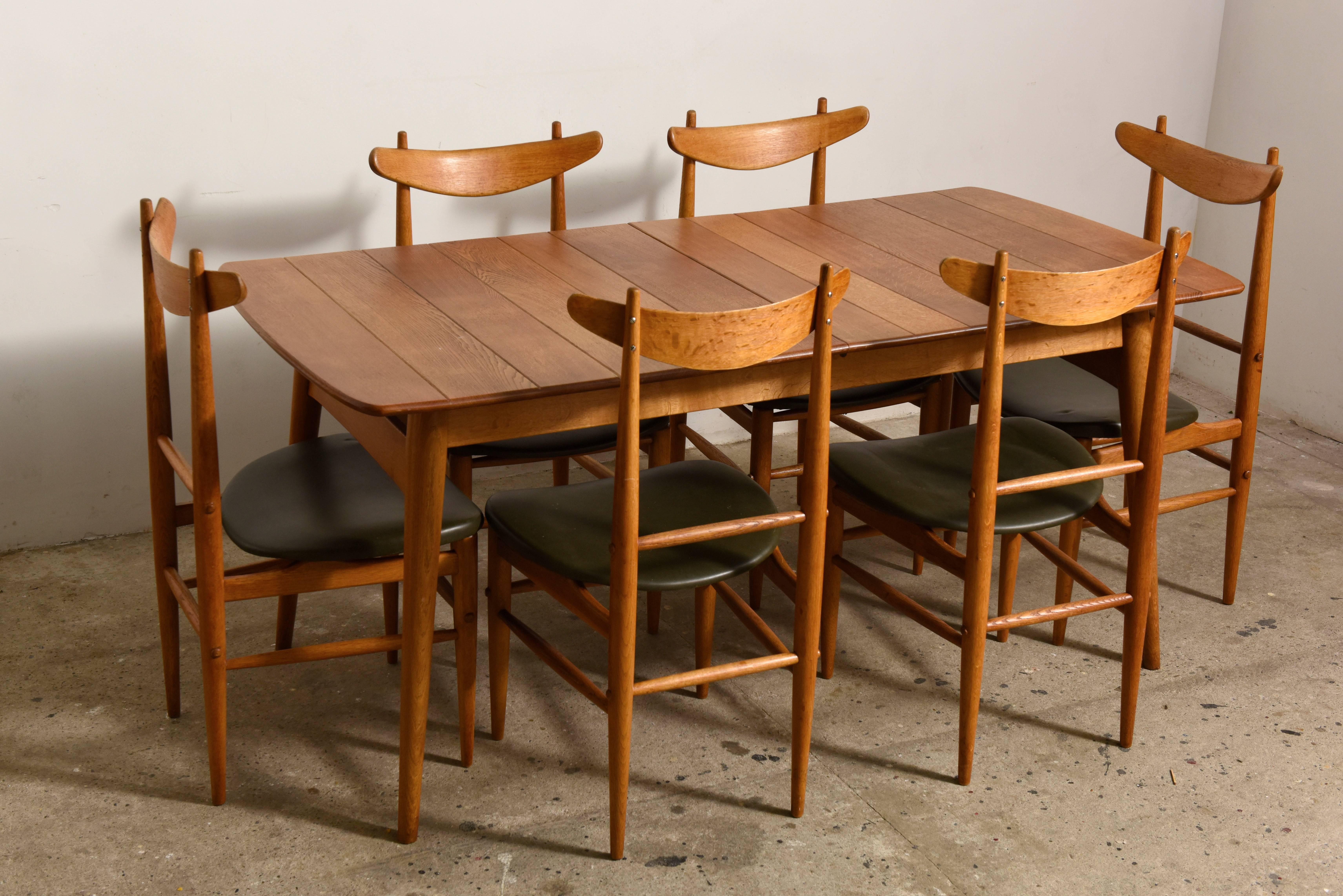 Elegant Rare Rectangular Solid Teak Dining Table, Denmark 1950s 2