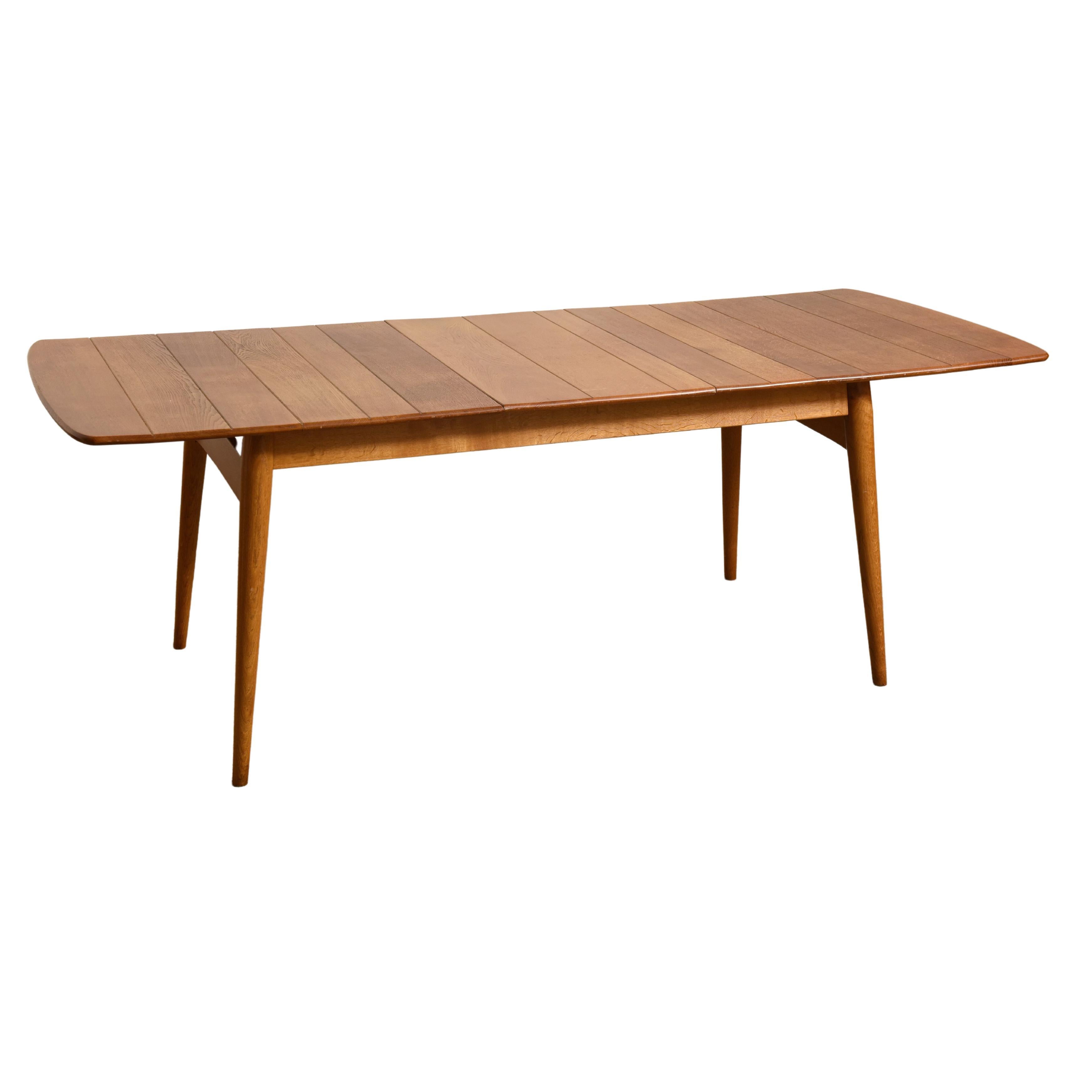 Danish Elegant Rare Rectangular Solid Teak Dining Table, Denmark 1950s