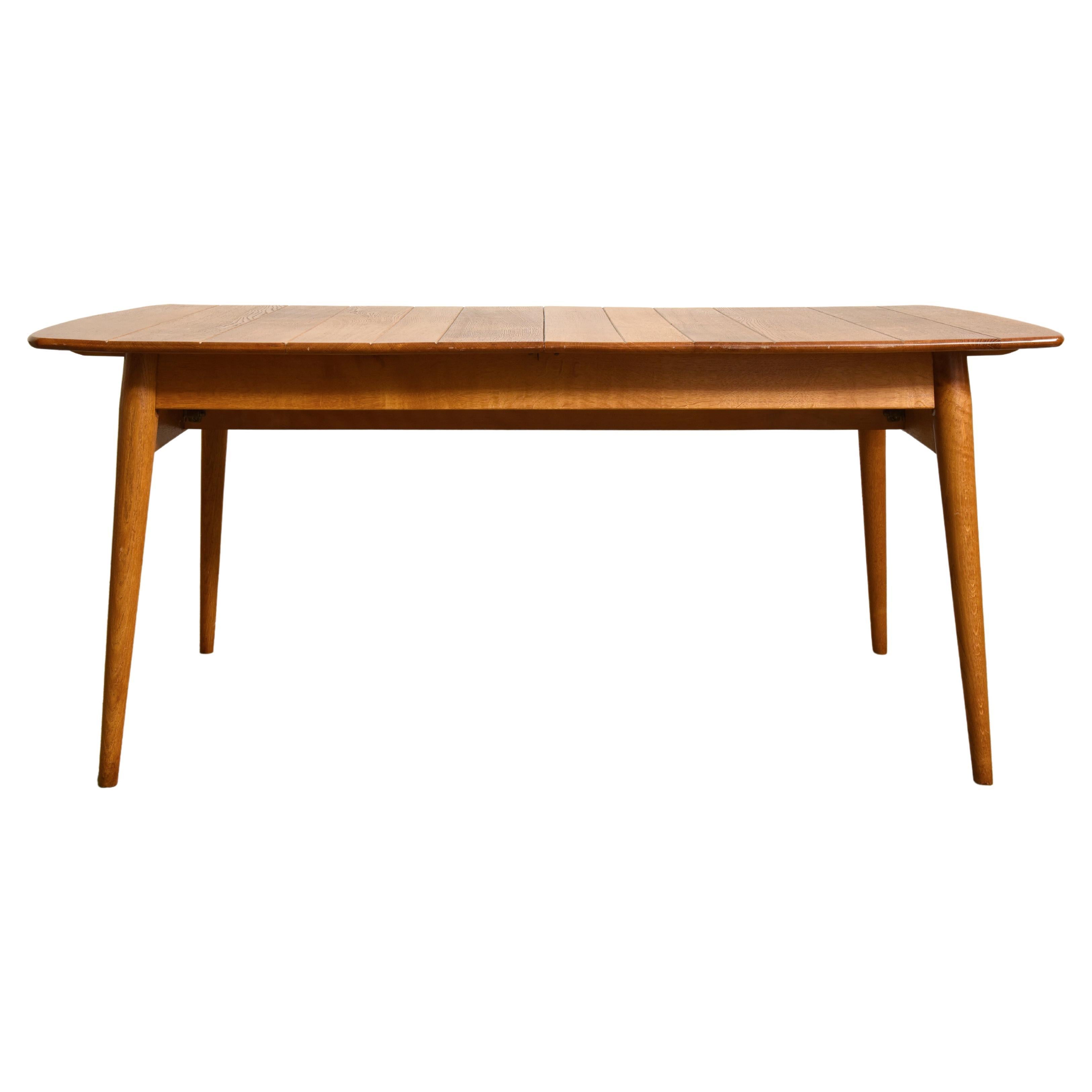 Elegante e raro tavolo da pranzo rettangolare in teak massiccio, Danimarca, anni '50