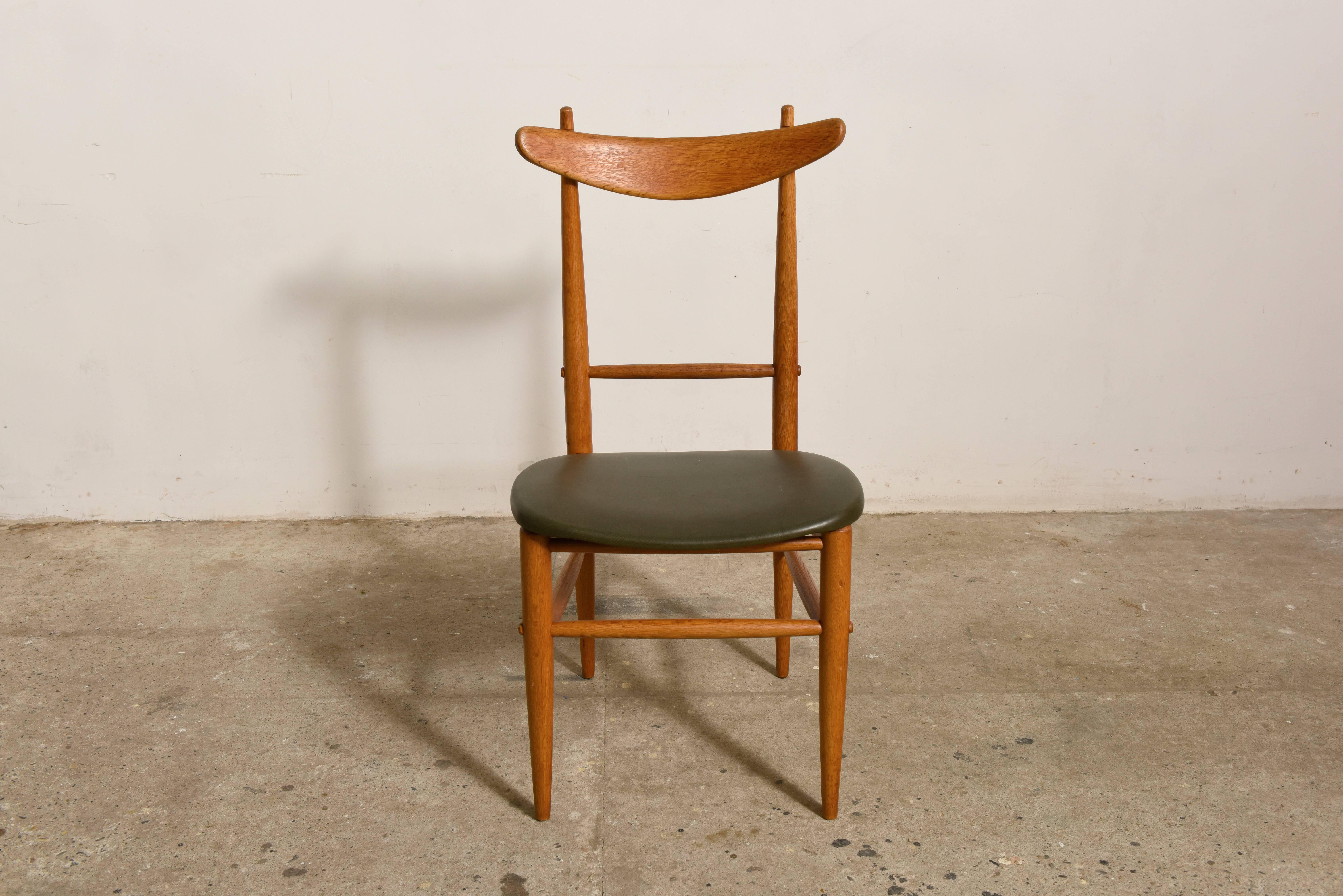 Scandinavian Modern Rare 1950s Set of Six Solid Teak Heigh Back Dining Chairs, Denmark