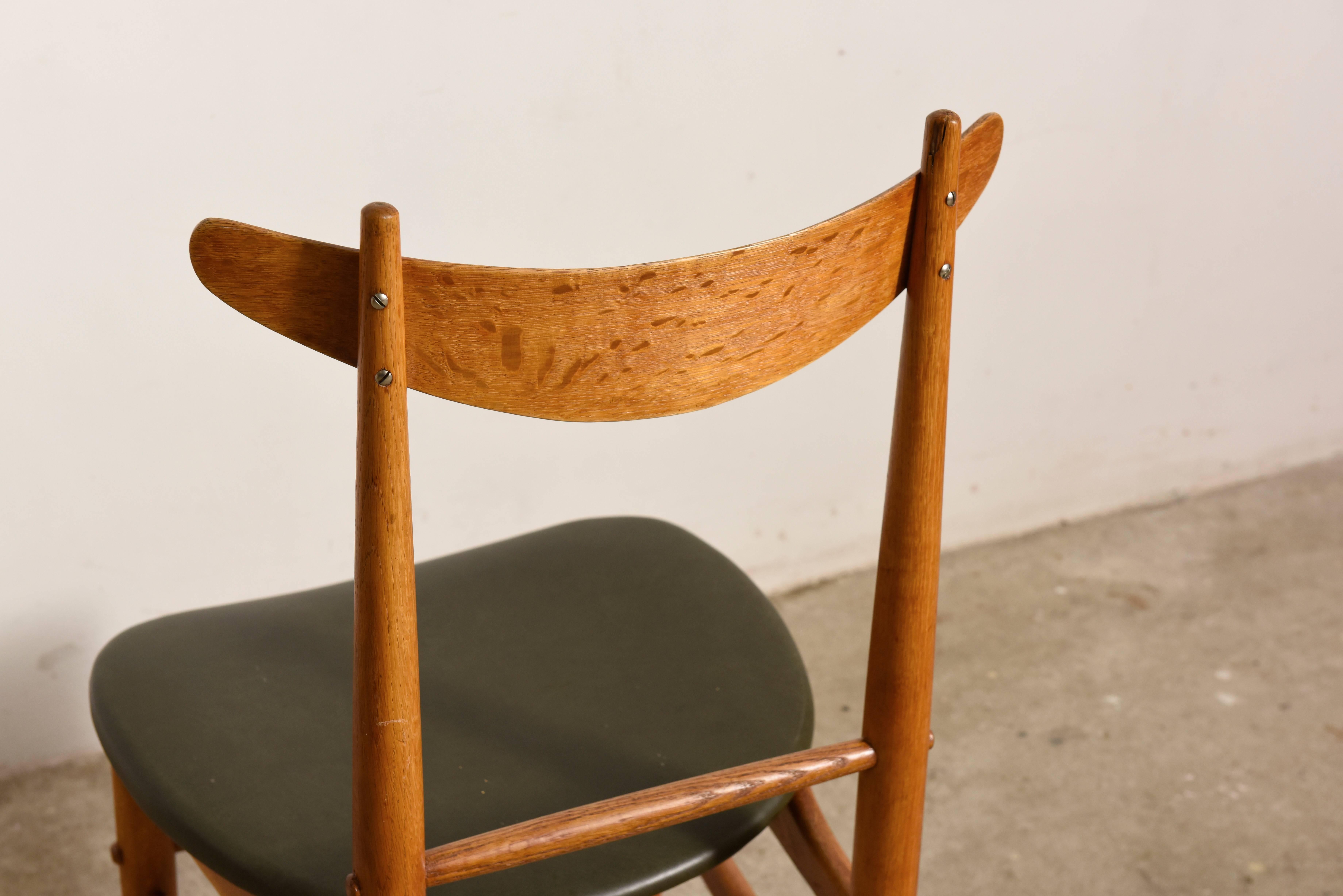 Rare 1950s Set of Six Solid Teak Heigh Back Dining Chairs, Denmark 1
