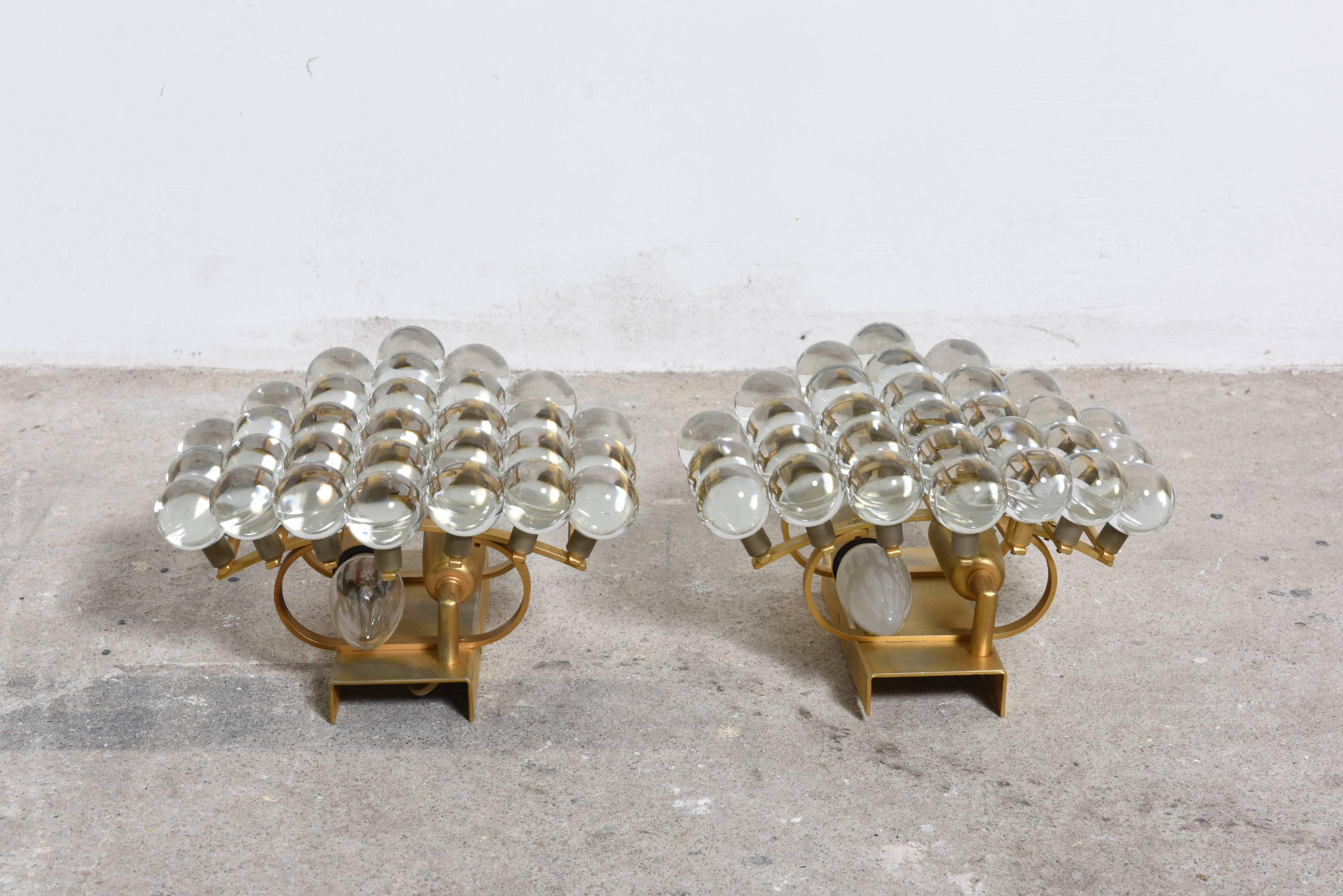 Gilt Pair of Murano Glass Balls Sconces Designed by Christoph Palme, Germany