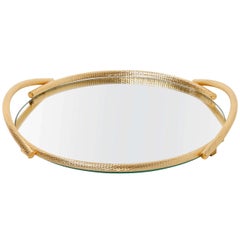 Vintage Gold-Plated Mirrored Service Tray Made in Italy, Milano, 1970s