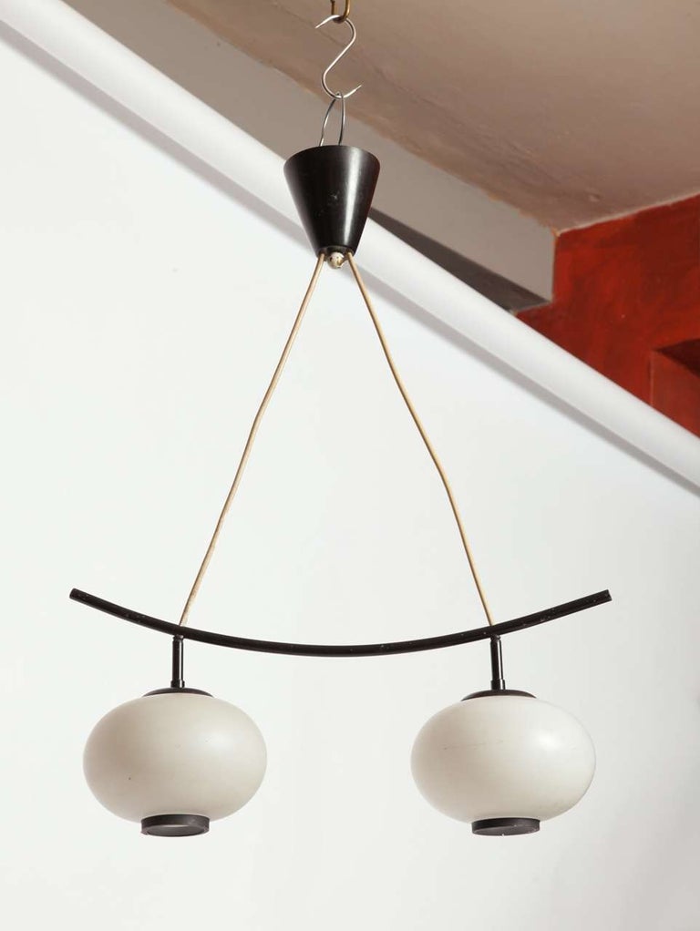 Opaline Globe Suspension Lamp Japonism Style by Jean Rispal, France For ...