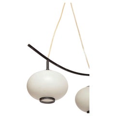 Opaline Globe Suspension Lamp Japonism Style by Jean Rispal, France