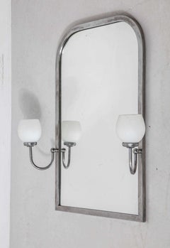 Chrome Art Deco Mirror with Opal Light
