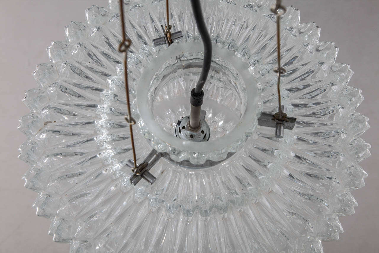 Late 20th Century Round Textured Glass Chandelier by Limburg Glashütte, Germany, 1970s