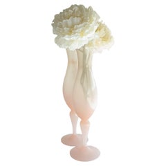 Pair of Mid Century Opalina Florentina Empoli Glass Cup-Vases, 1950s