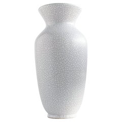 West Germany Silberdistel Large White Cracked Glazing Ceramic Signed Vase 1960s
