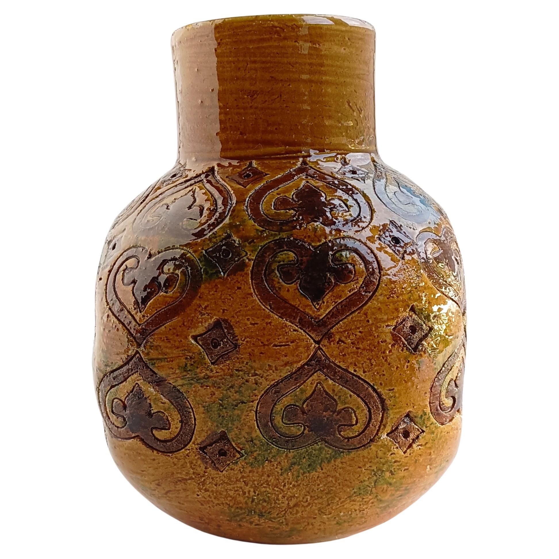 Bitossi by Aldo Londi Spagnolo Decor Ceramic Vase, Italy, 1960s