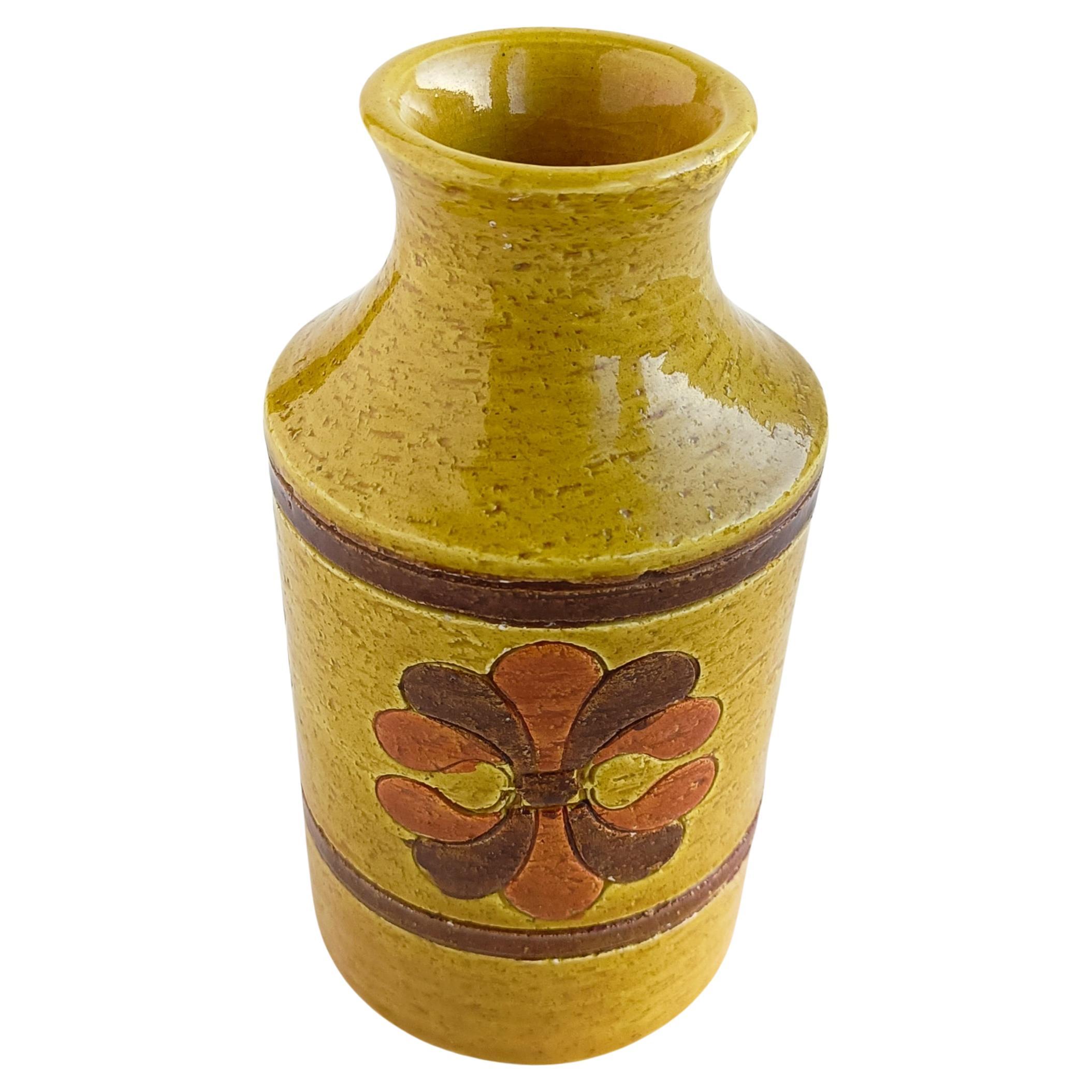 Hand-Crafted Vintage Italian Bitossi by Aldo Londi Mid Century Modern Ceramic Vase, 1960s For Sale