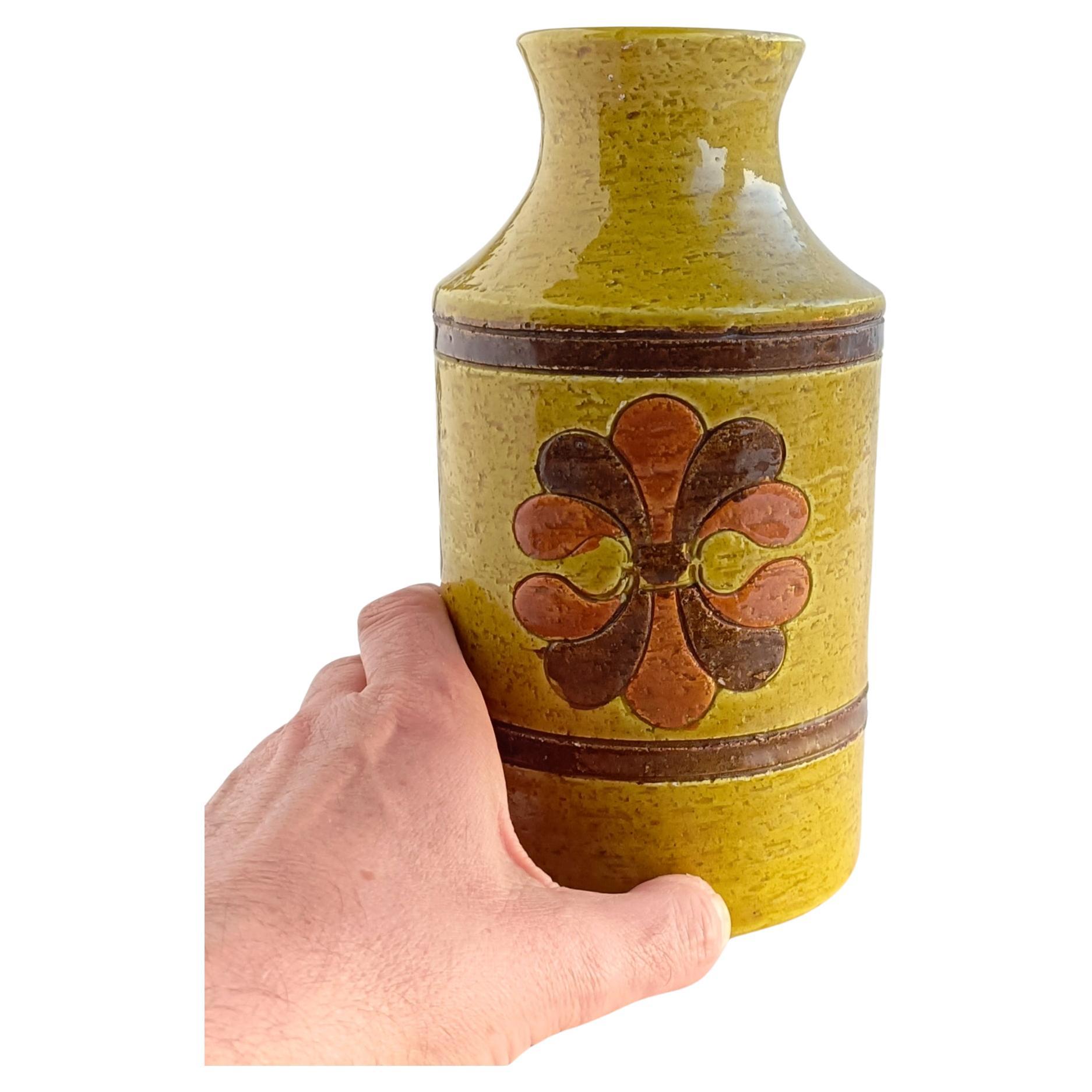 Mid-20th Century Vintage Italian Bitossi by Aldo Londi Mid Century Modern Ceramic Vase, 1960s For Sale