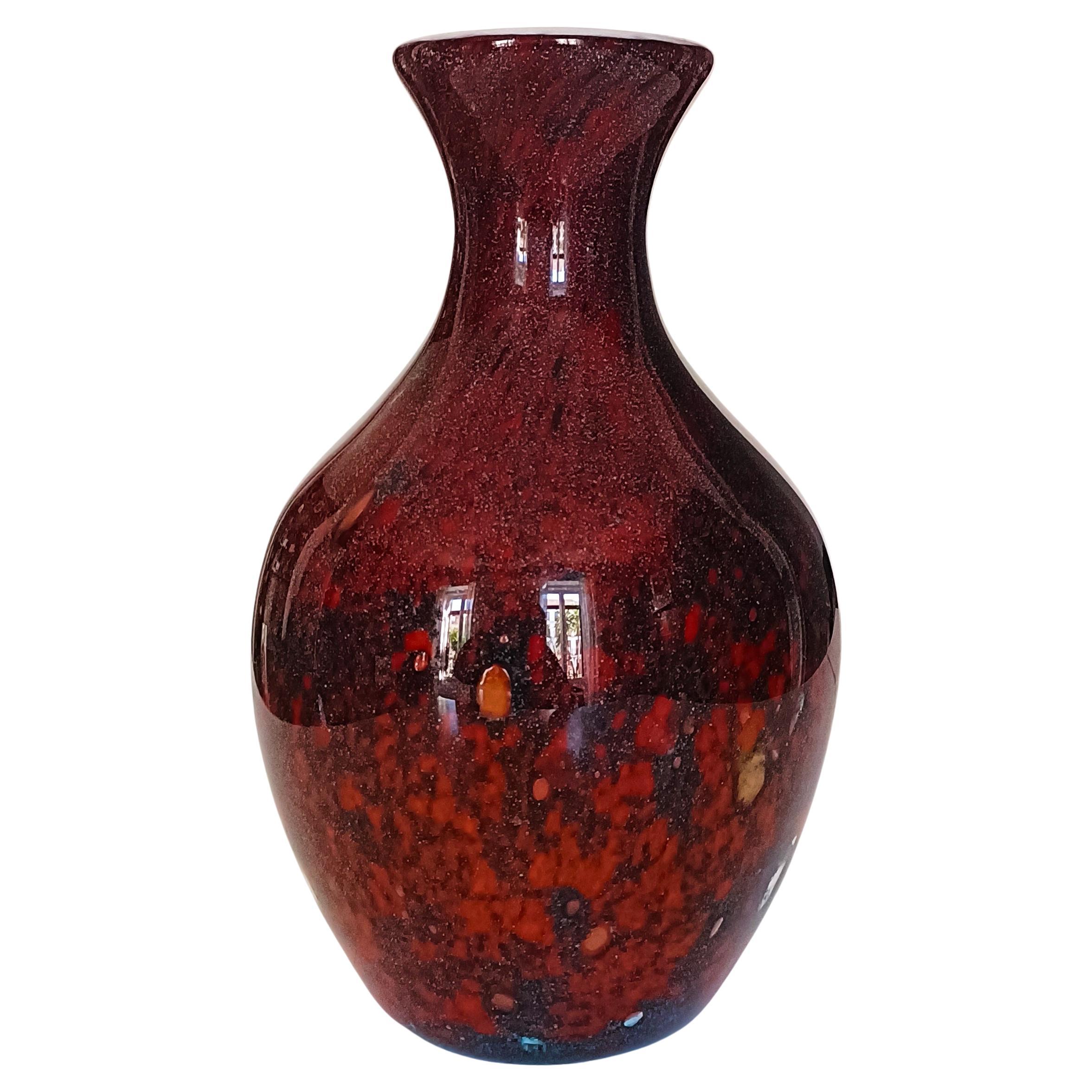Hand-Crafted Vintage Mid Century Modern Hand Blown Sommerso Murano Glass Vase, Italy, 1950s