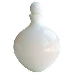 Huge Vintage French Style Mid Century Murano Pearl White Glass Bottle, 1960s 