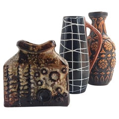 Set of Retro West German and Spanish Mid Century Signed Ceramic Vases, 1960s