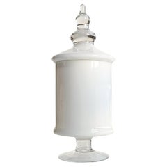 Murano Glass Mid Century Modern White Bombon Jar, Italy 1960s