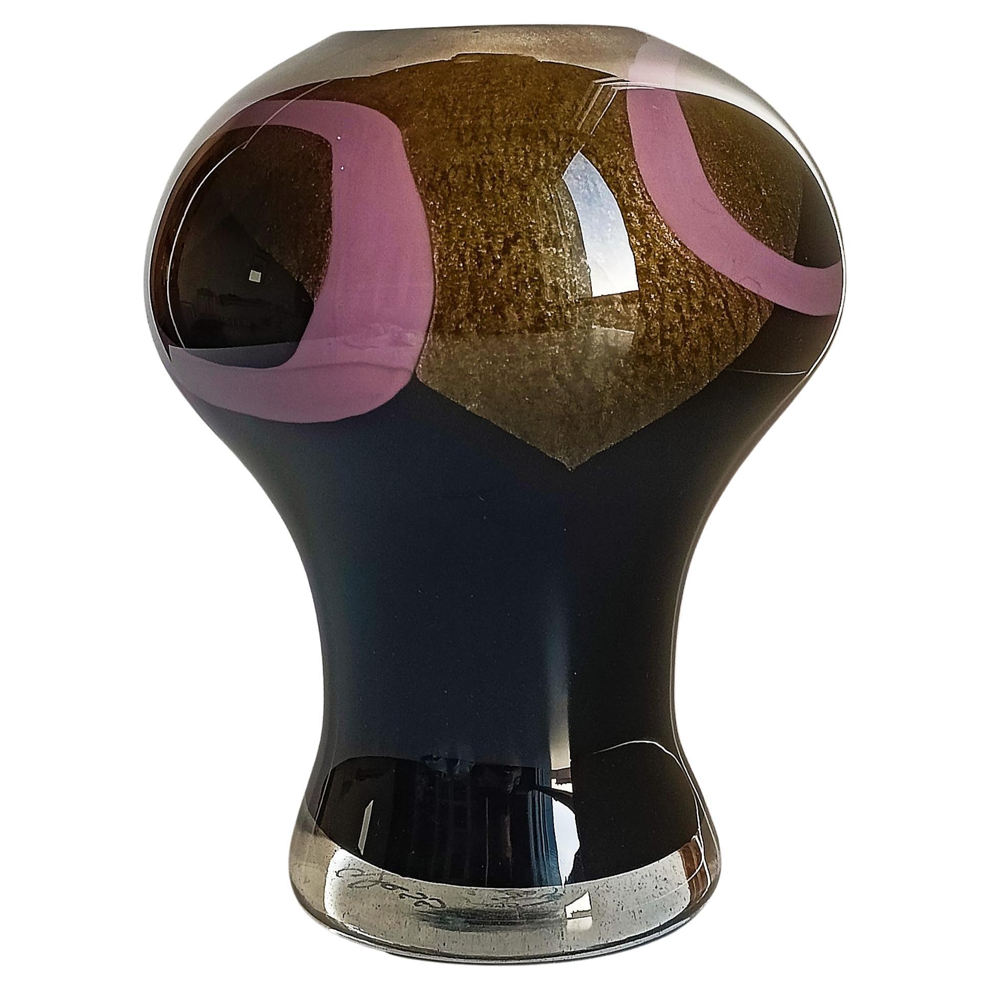Art Glass Art Deco Jean Dunand Style Murano Glass Vase Signed Cose Belle Cose Rare For Sale