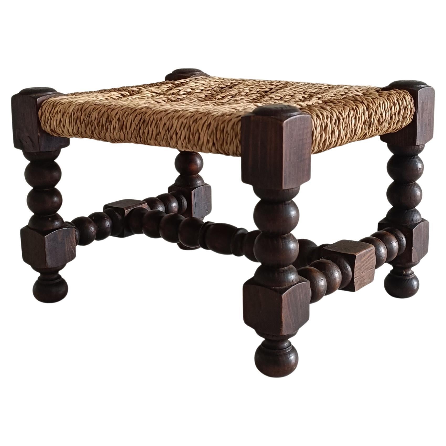 Baroque Wood And Natural Fiber Pair of Footstools, Spain 17th/18th C 5