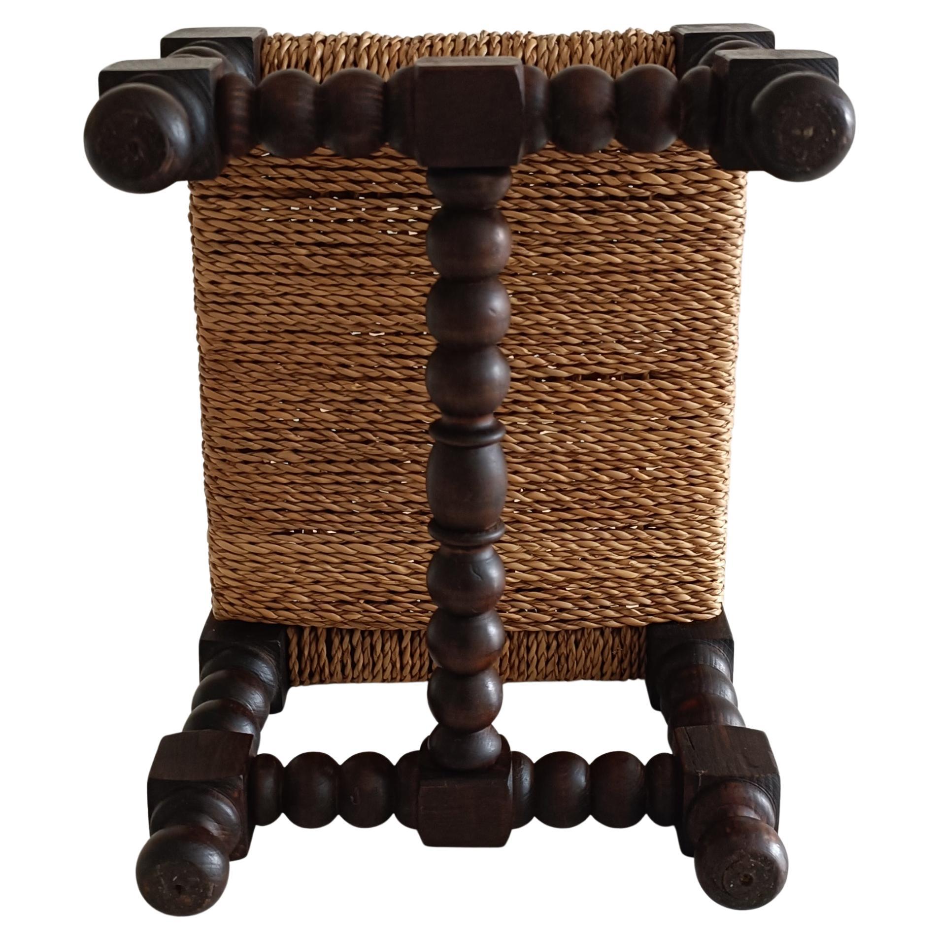 Baroque Wood And Natural Fiber Pair of Footstools, Spain 17th/18th C 12