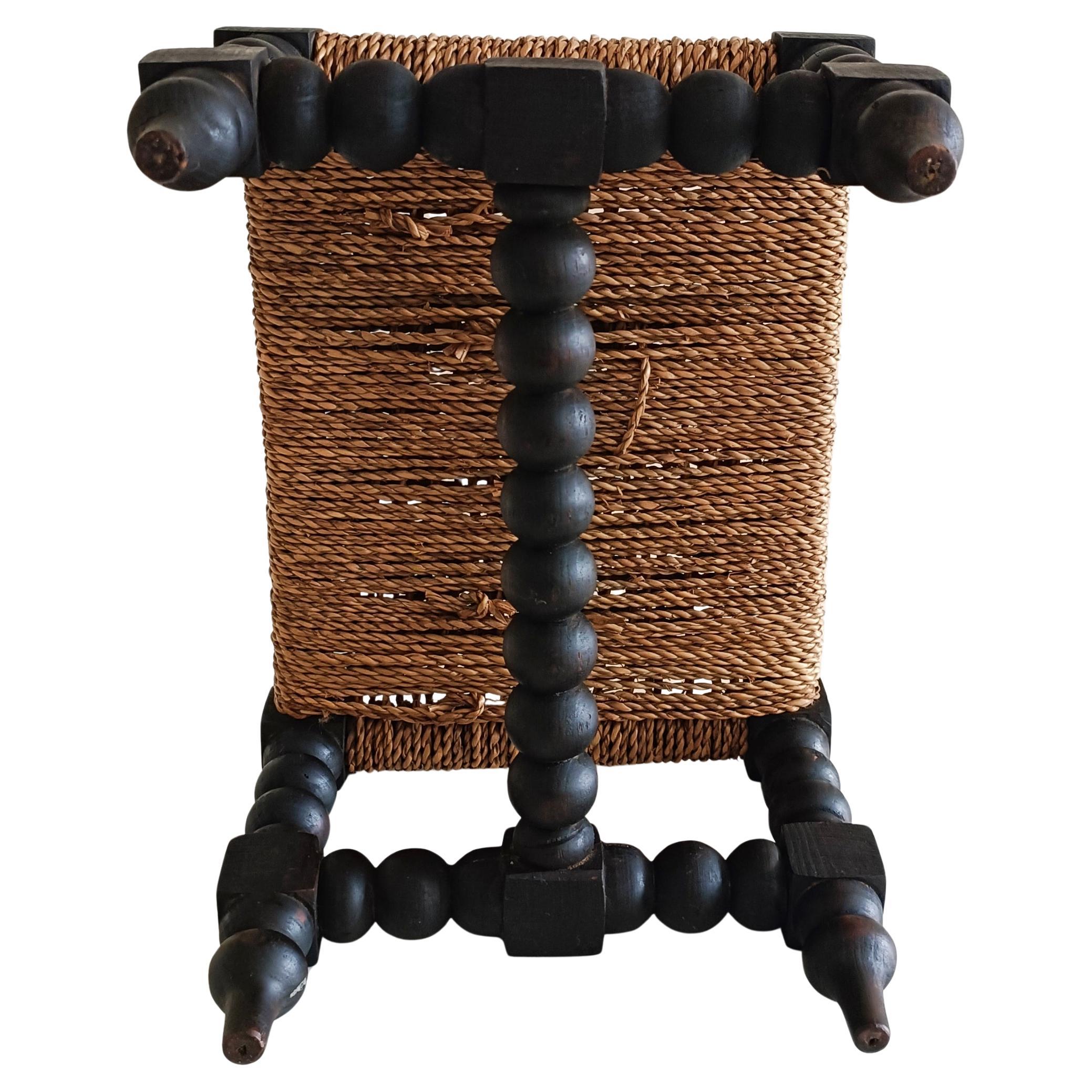 Baroque Wood And Natural Fiber Pair of Footstools, Spain 17th/18th C 11