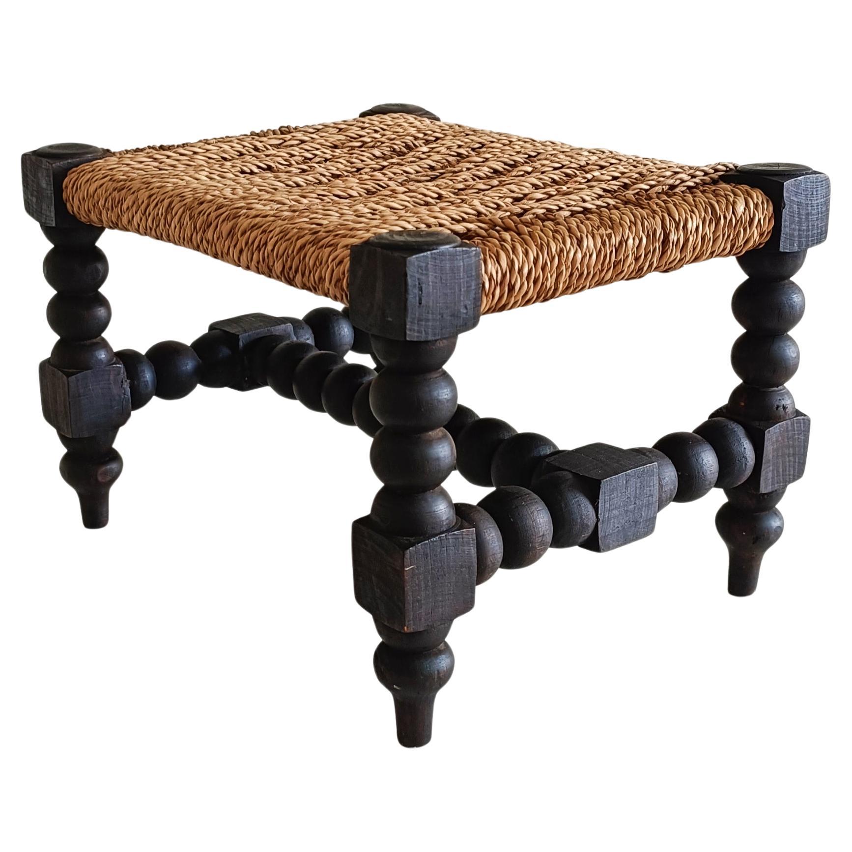 Baroque Wood And Natural Fiber Pair of Footstools, Spain 17th/18th C 2