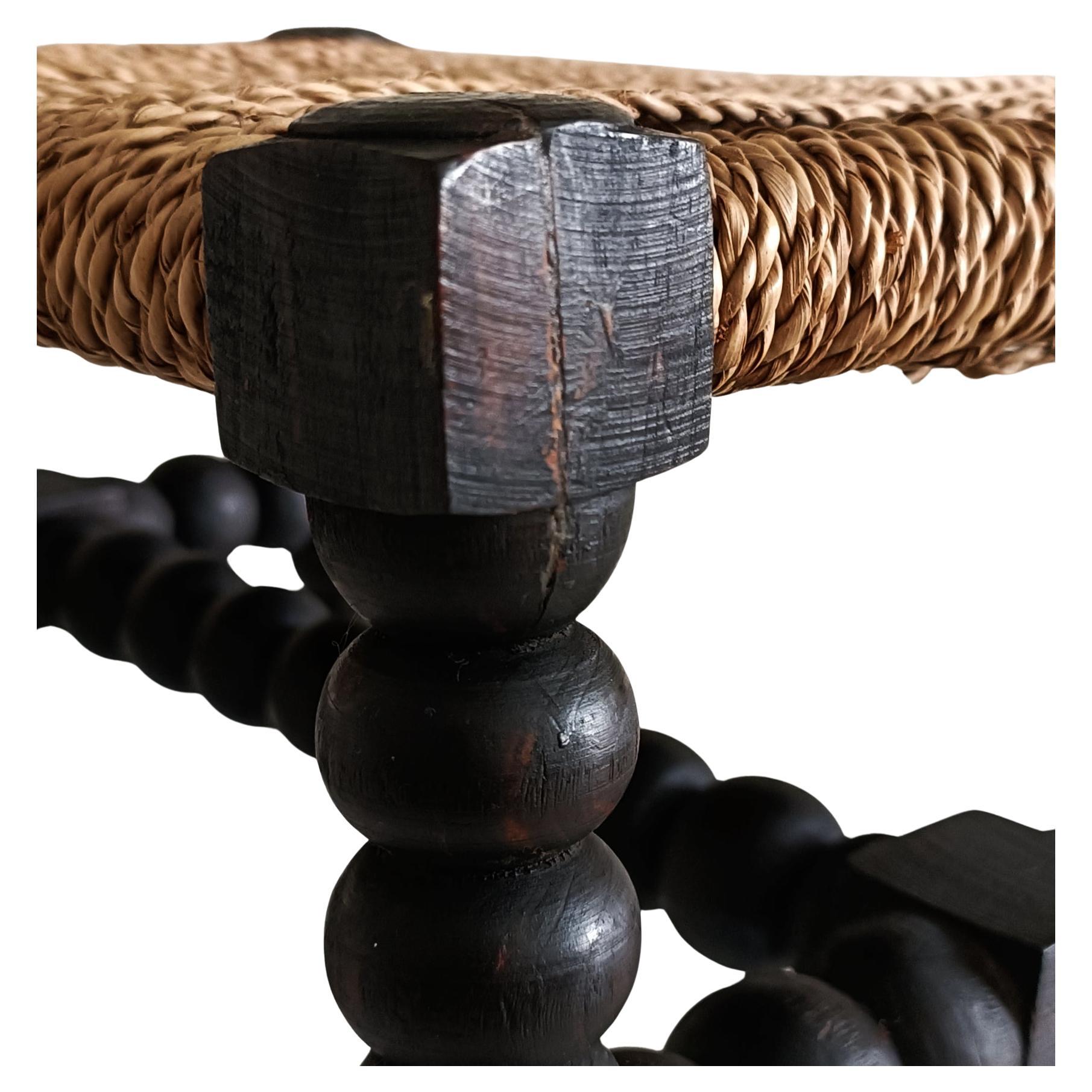 Baroque Wood And Natural Fiber Pair of Footstools, Spain 17th/18th C 13