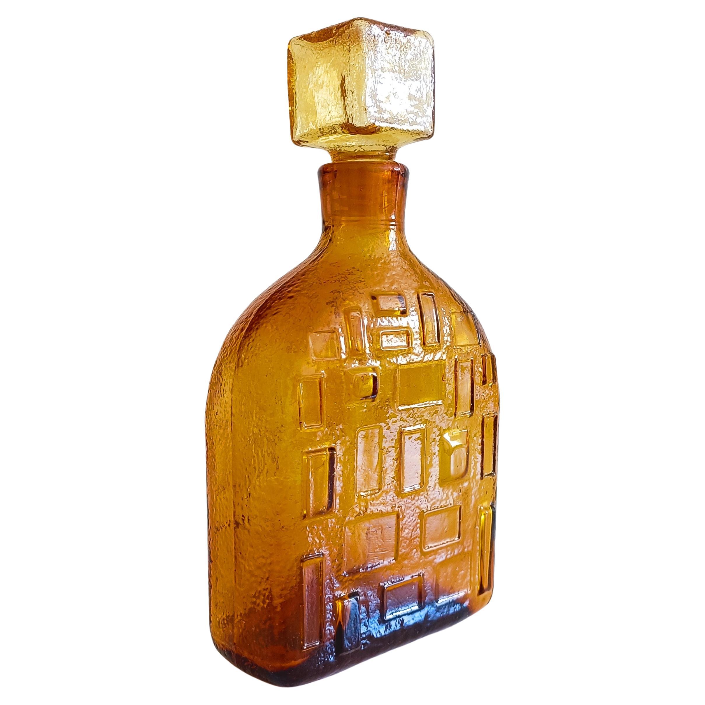 Brutalist Textured Glass Decanter by Wayne Husted for Stelvia, Italy 1960s