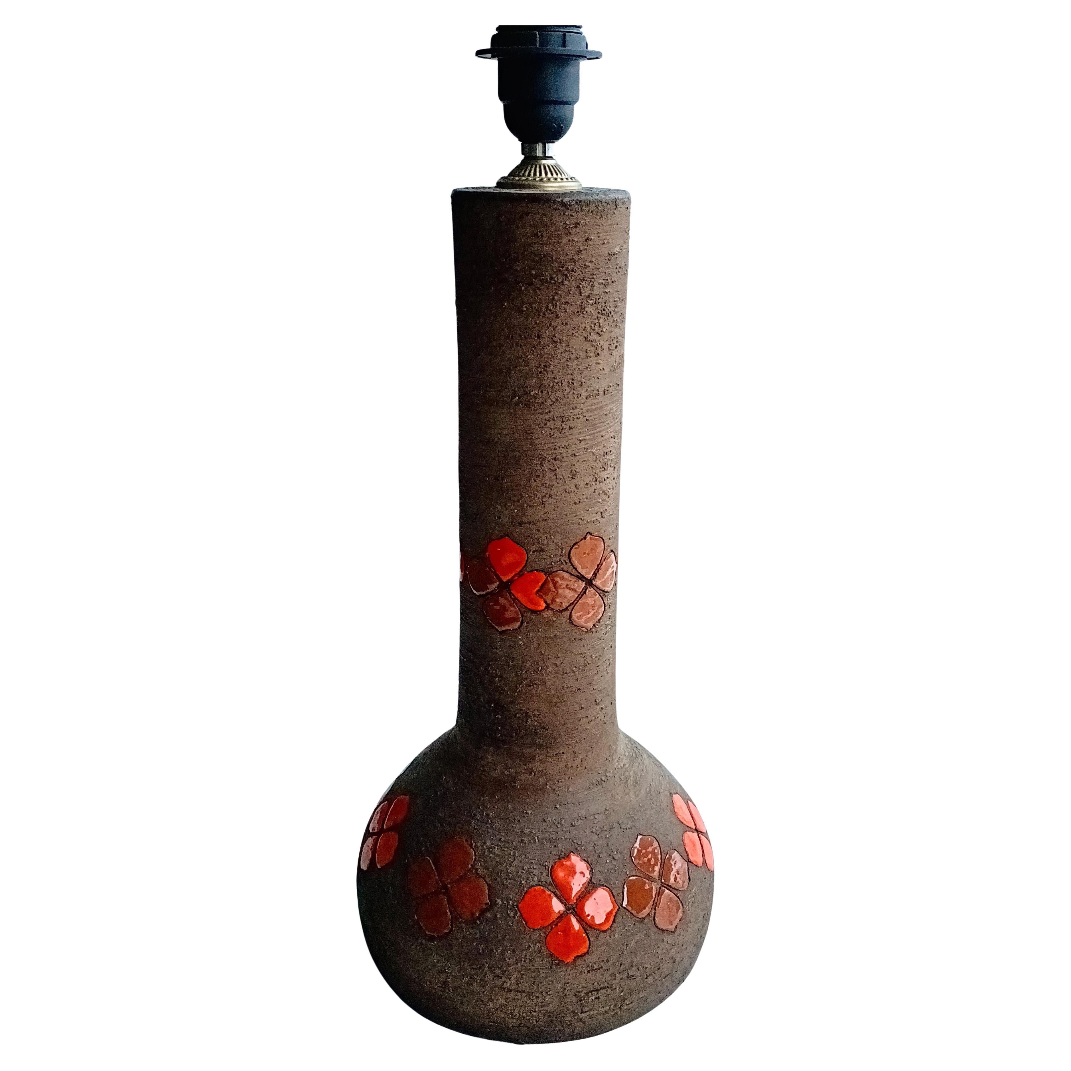 Smaltato Lampada da tavolo in ceramica brutalista Quadrifoglio Decor, Italia 1960, di Bitossi Aldo Londi