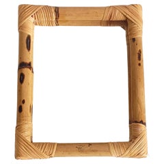 Mid Century Bamboo and Rattan Coastal Style Wall Mirror, France 1960s