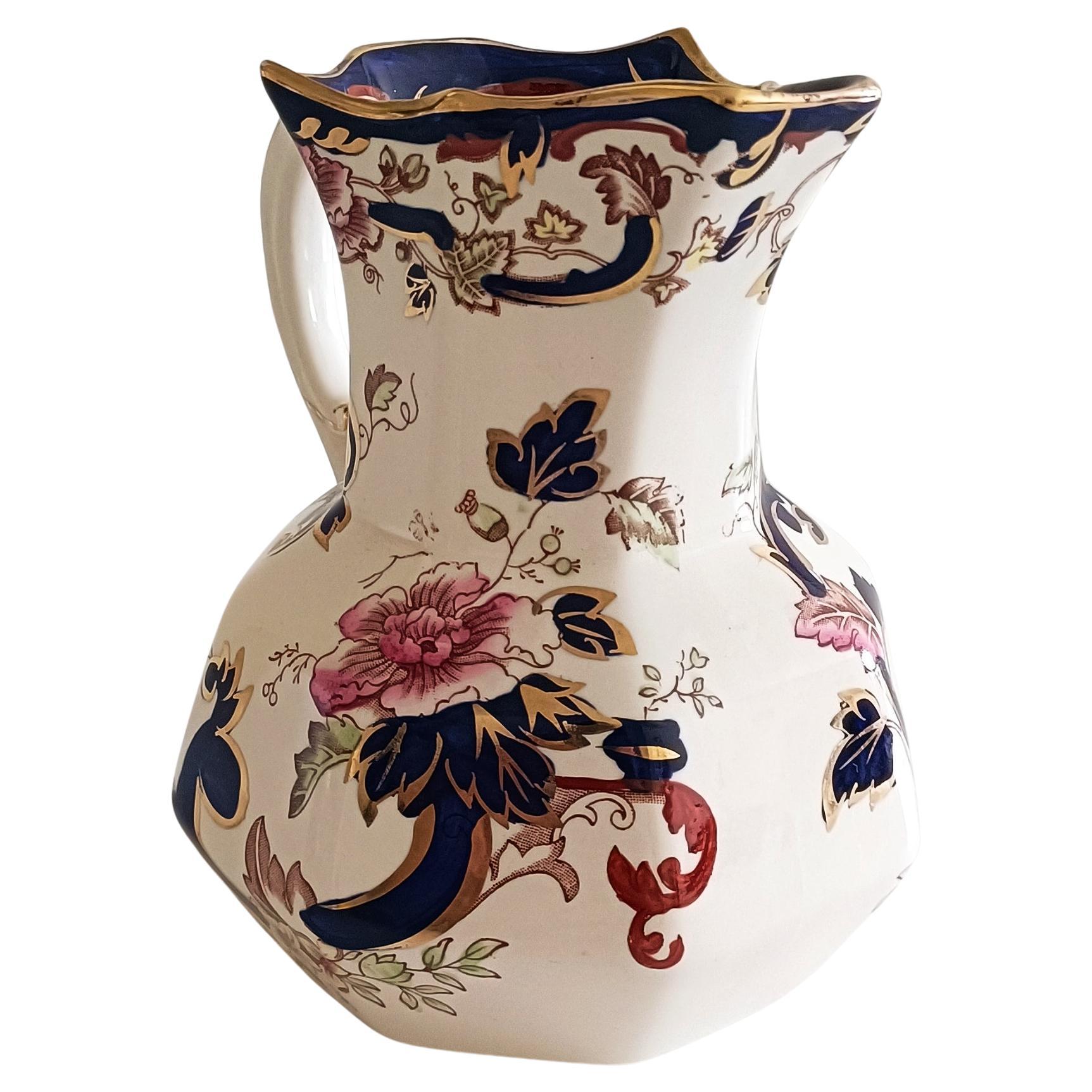 Jarra de porcelana decorada a mano Mason's Ironstone China, Inglaterra Mediados del S. XX en venta 3